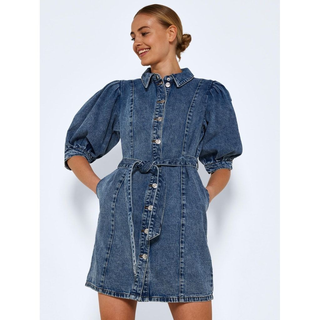 NOISY MAY Mini suknelė moterims, Mėlyna, NMFREYA S/S DNM BELT 6