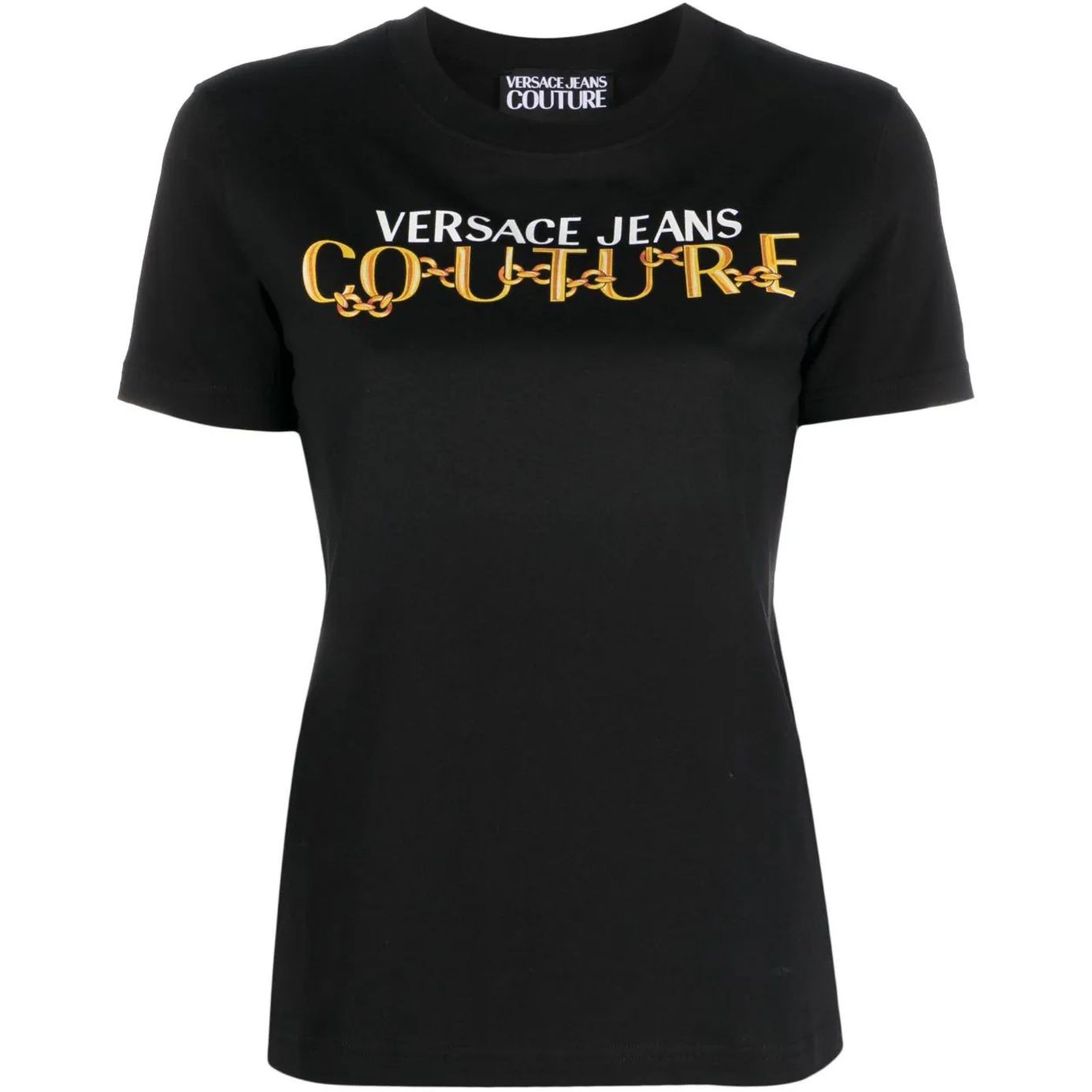 VERSACE JEANS CUTURE Marškinėliai trump. rankovėmis moterims, Juoda, Jersey stretch tee 1