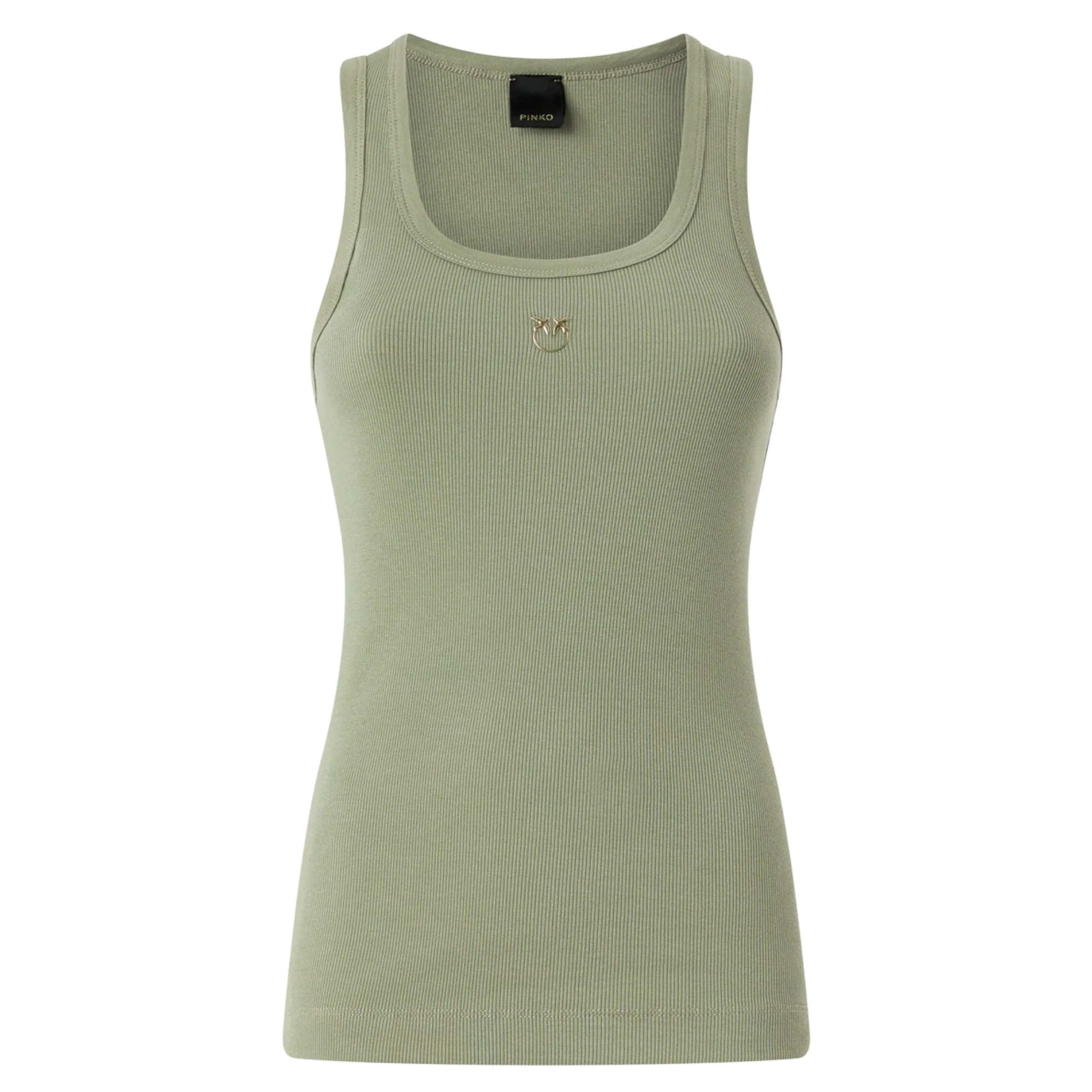 PINKO Marškiniai be rankovių moterims, Žalia, Calcolatore tanktop 1