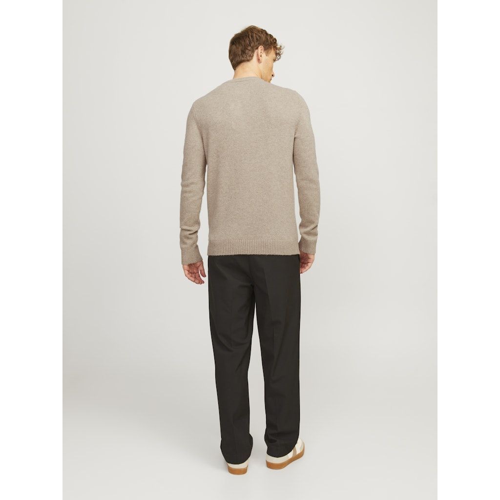 JACK & JONES Megztinis vyrams, Smėlio, Lambs wool knit crew neck 7