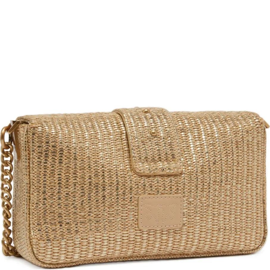 PINKO Rankinė per petį moterims, Auksinė, Love one mini shoulder bag 2