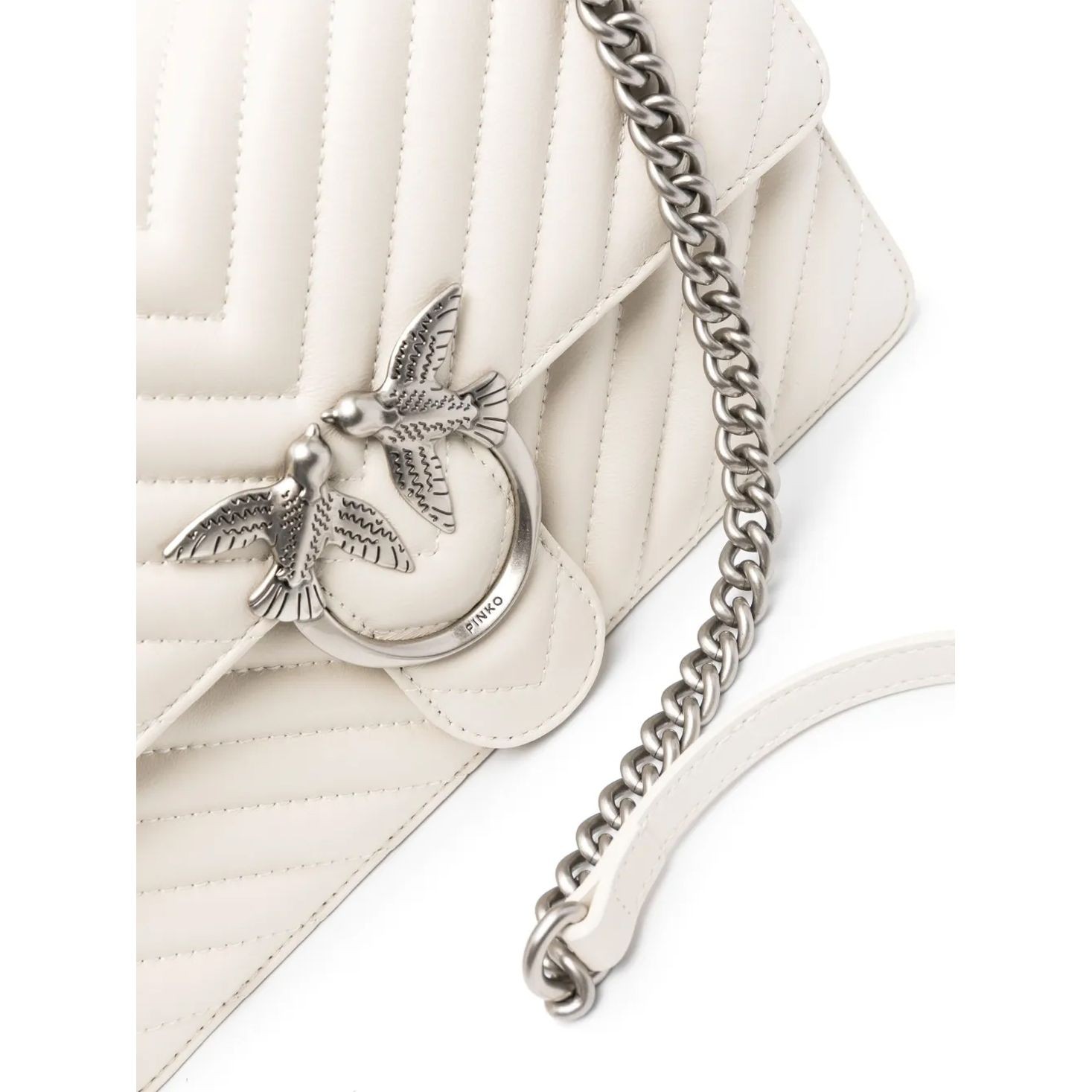 PINKO Rankinė per petį moterims, Balta, Classic love one shoulder bag 3