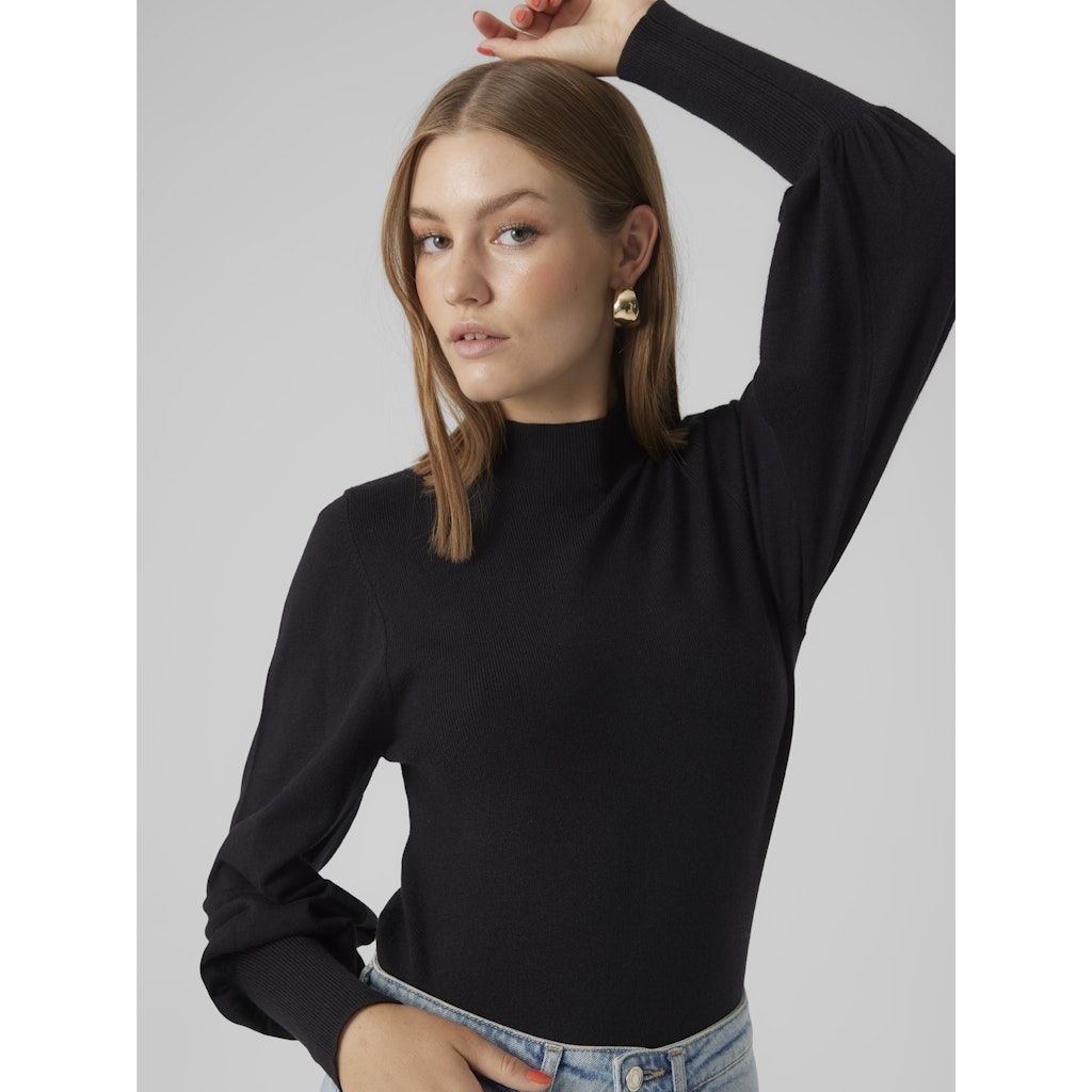 VERO MODA Megztinis moterims, Juoda, VMHOLLYKARISPUFF LS 5