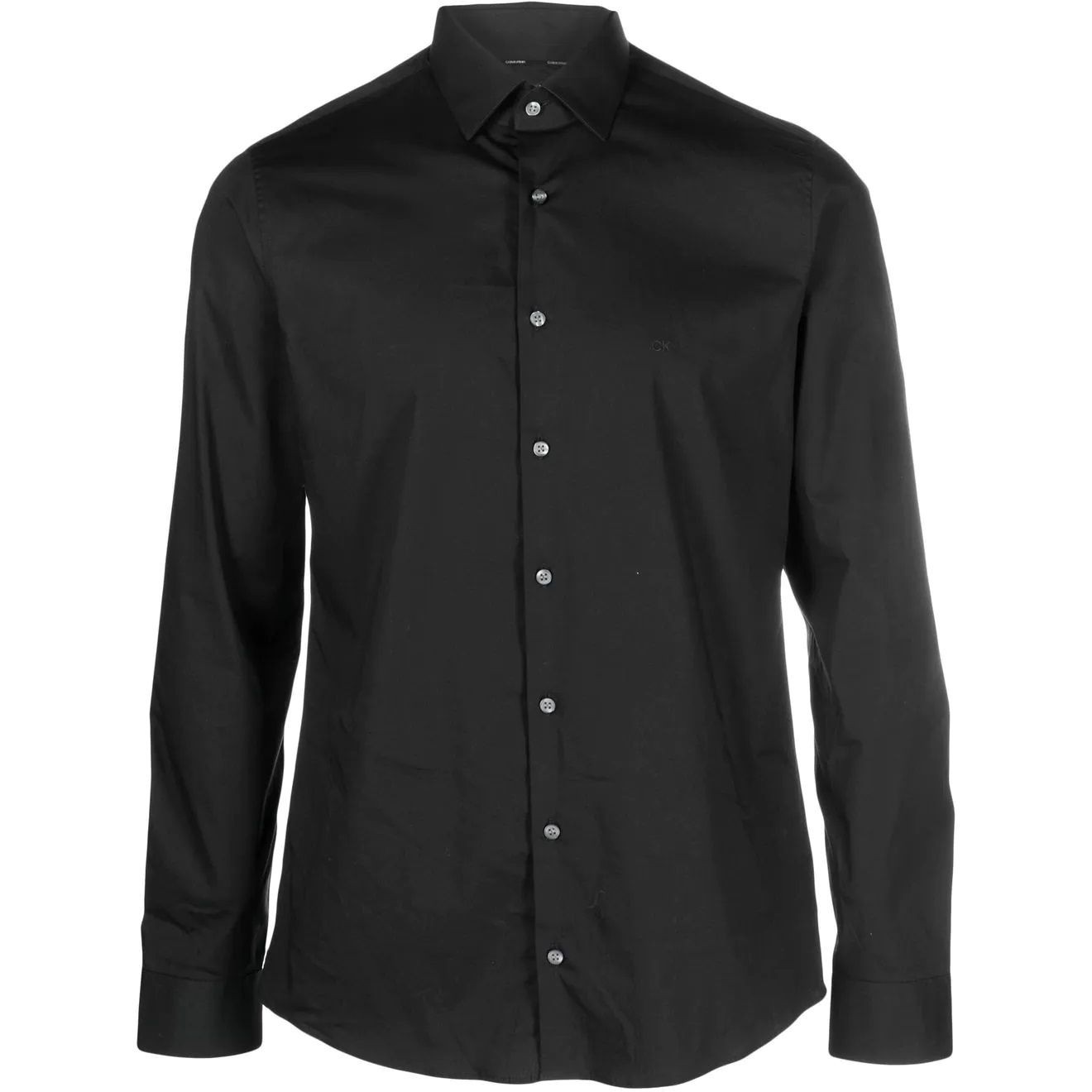 CALVIN KLEIN Marškiniai ilgomis rankovėmis vyrams, Juoda, Poplin stretch slim shirt 1