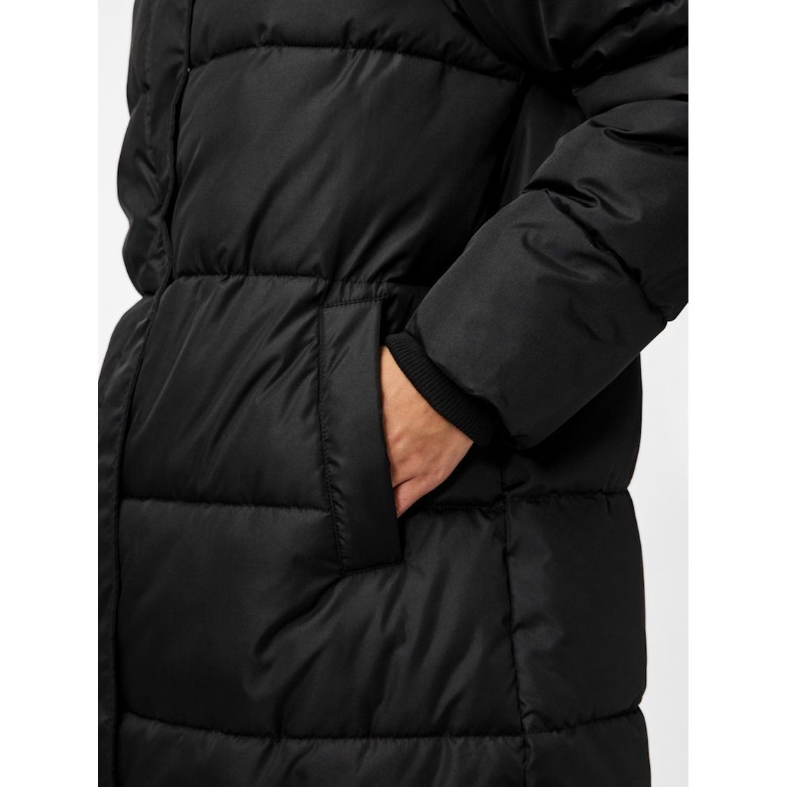 PIECES Pūkinis paltas moterims, Juoda, Maddie long puffer jacket 4