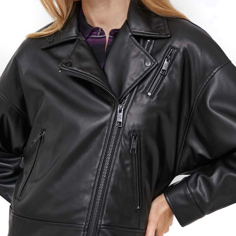 DKNY Švarkas moterims, Juoda, L/s pu moto jacket 1