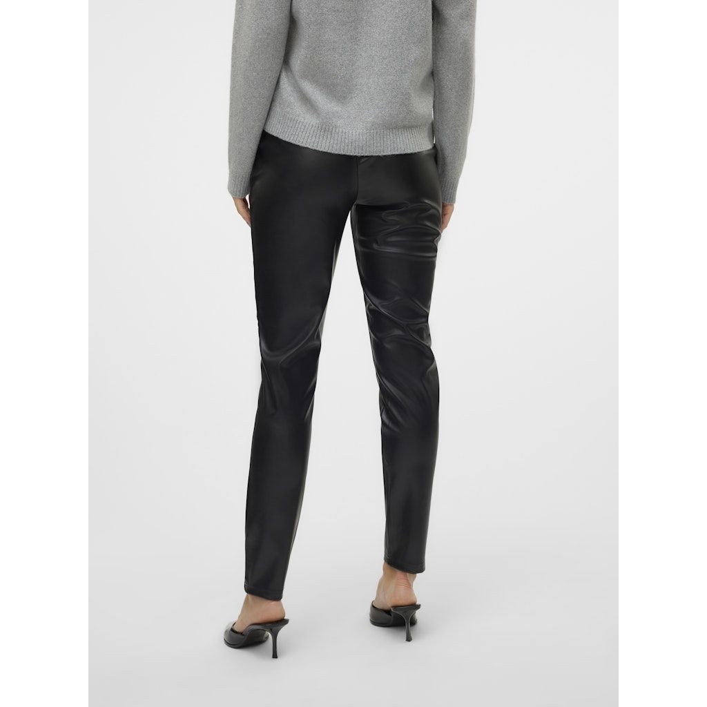 VERO MODA Odinės kelnės moterims, Juoda, Ciff leggings 3