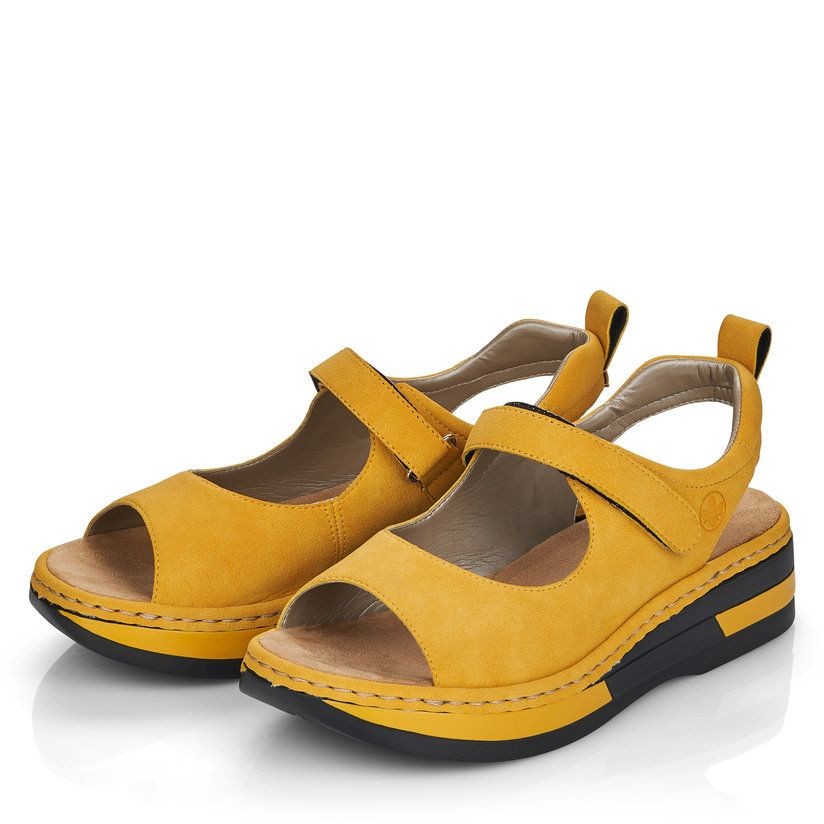 RIEKER Basutės moterims, Geltona, SANDALS 5