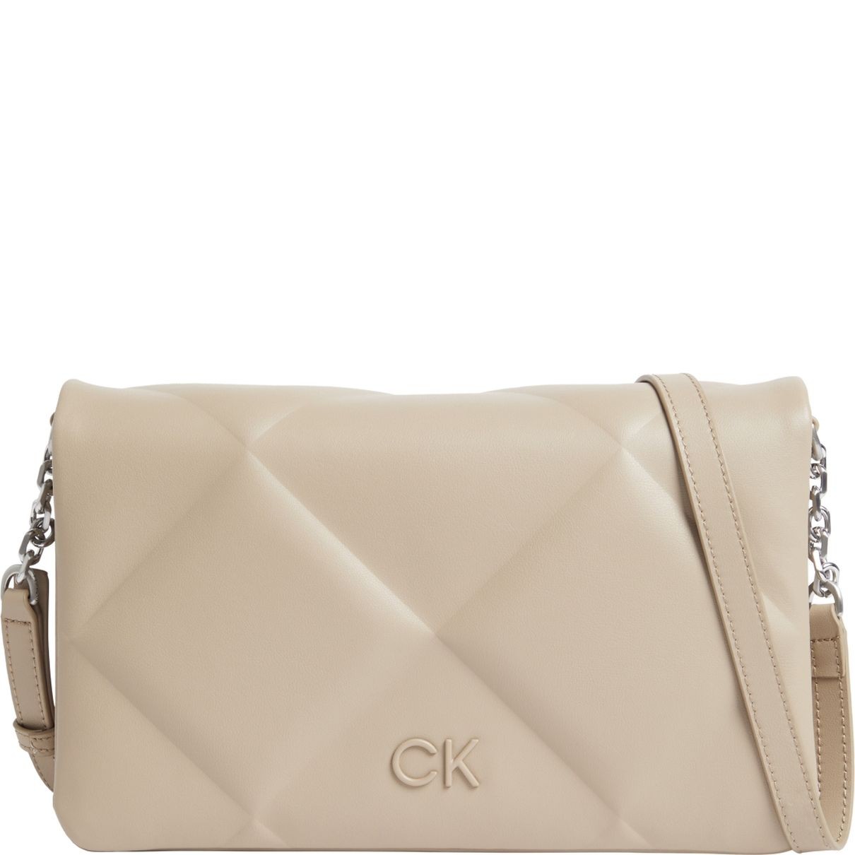 CALVIN KLEIN Rankinė per petį moterims, Smėlio, Re-lo quilt shoulder bag 1