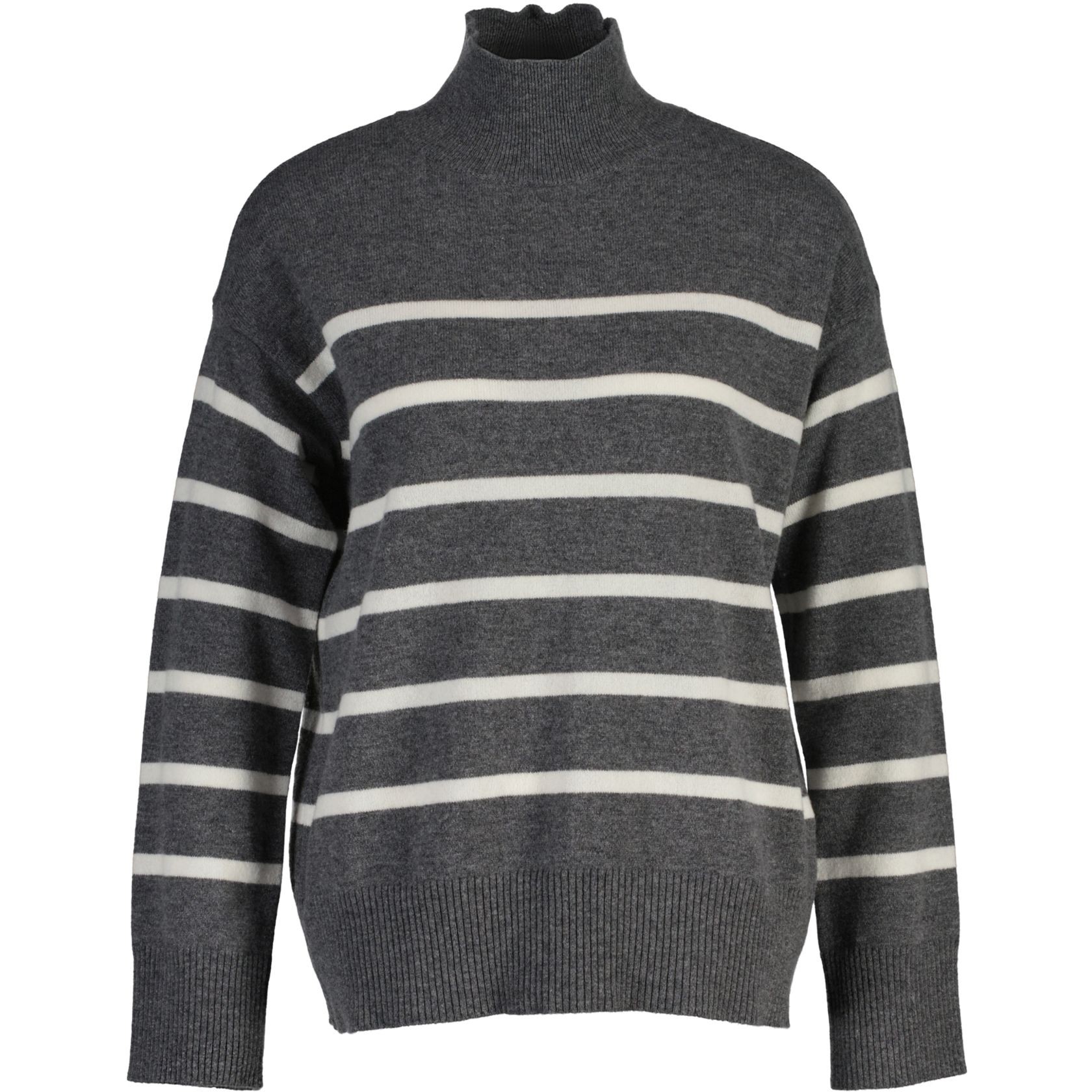 GANT Megztinis su kaklu moterims, Pilka, superfine lambswool stripe 1