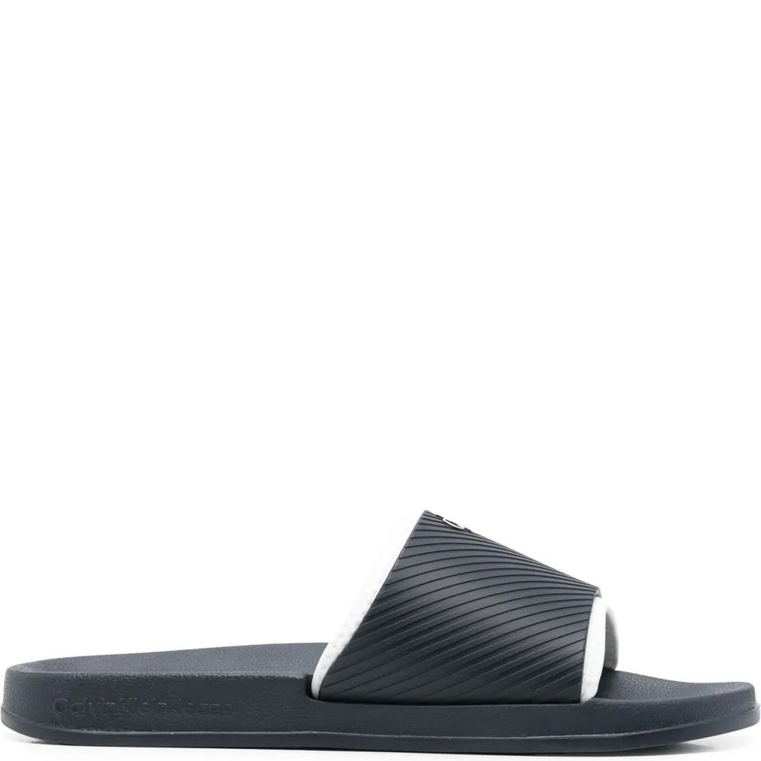 CALVIN KLEIN JEANS Guminės šlepetės vyrams, Mėlyna, Slide rubber neopren 1