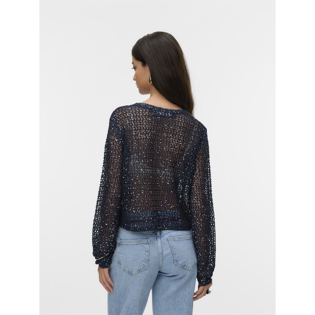 VERO MODA Kardiganas moterims, Mėlyna, Leilani glitter short cardi 3