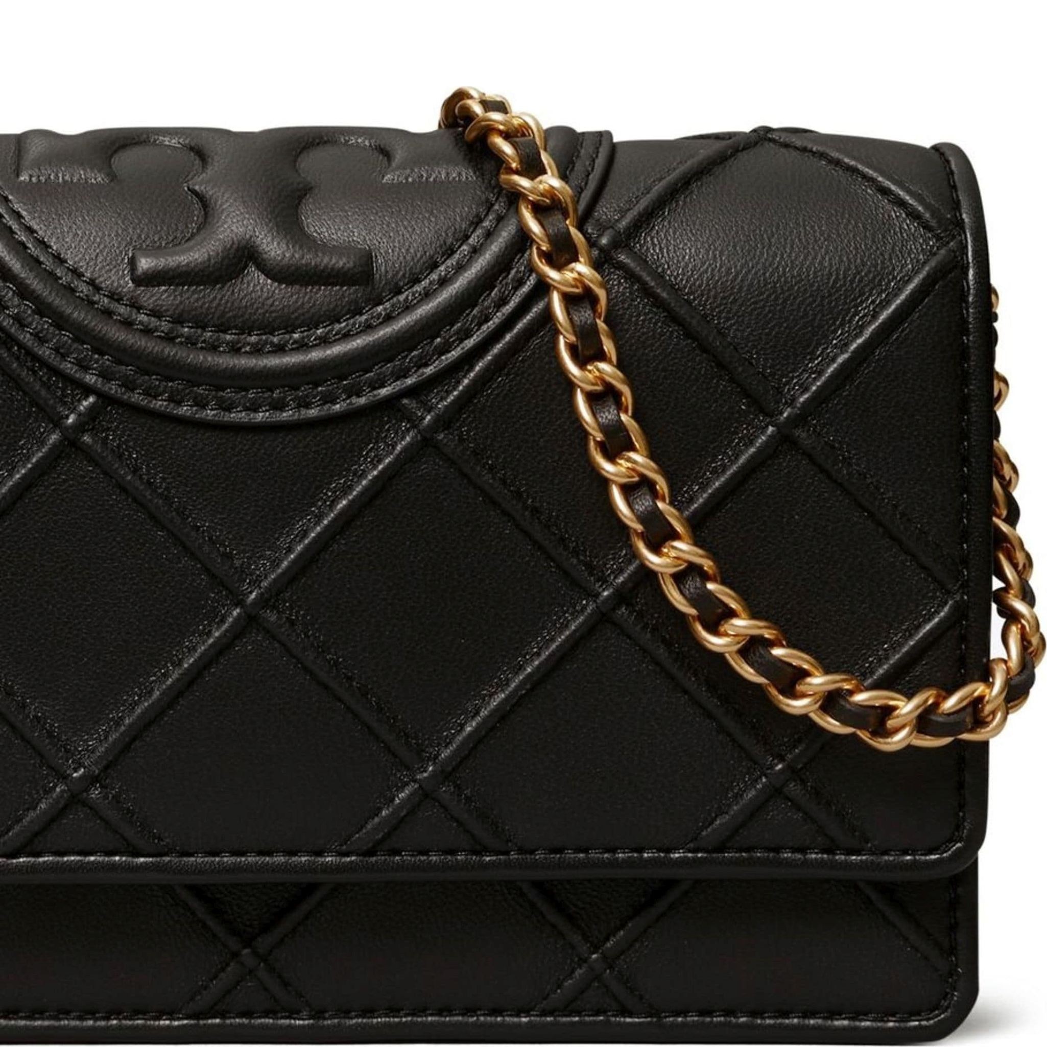 TORY BURCH Delninukė moterims, Juoda, Fleming soft chain wallet 3