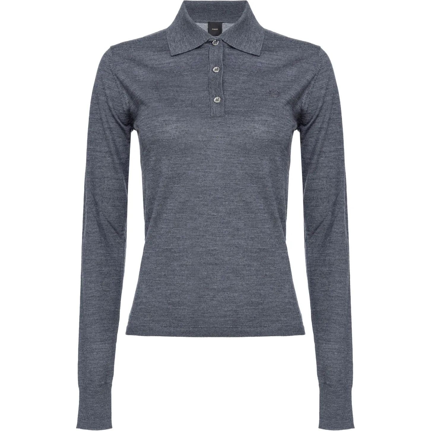 PINKO Polo marškiniai ilgos rank. moterims, Pilka, Liquoroso wool polo top 1