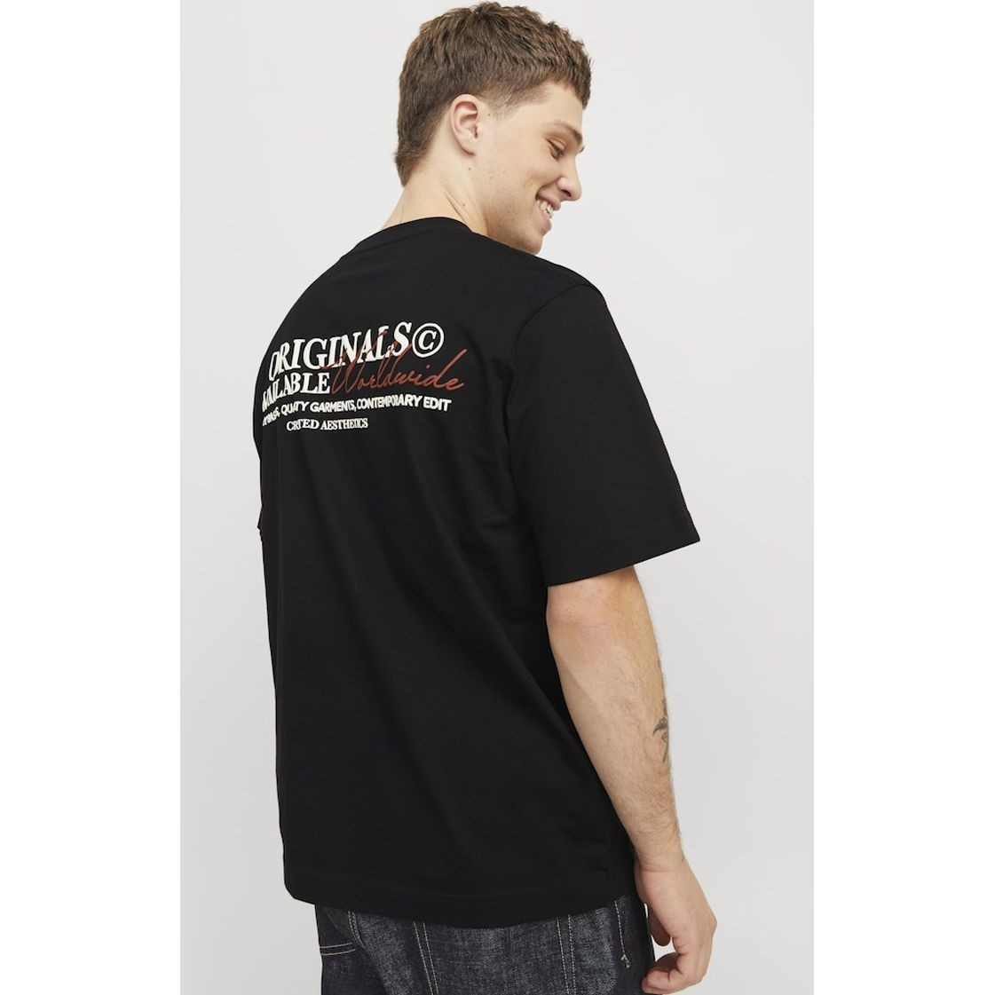 JACK & JONES Marškinėliai vyrams, Juoda, Islington type tee 4