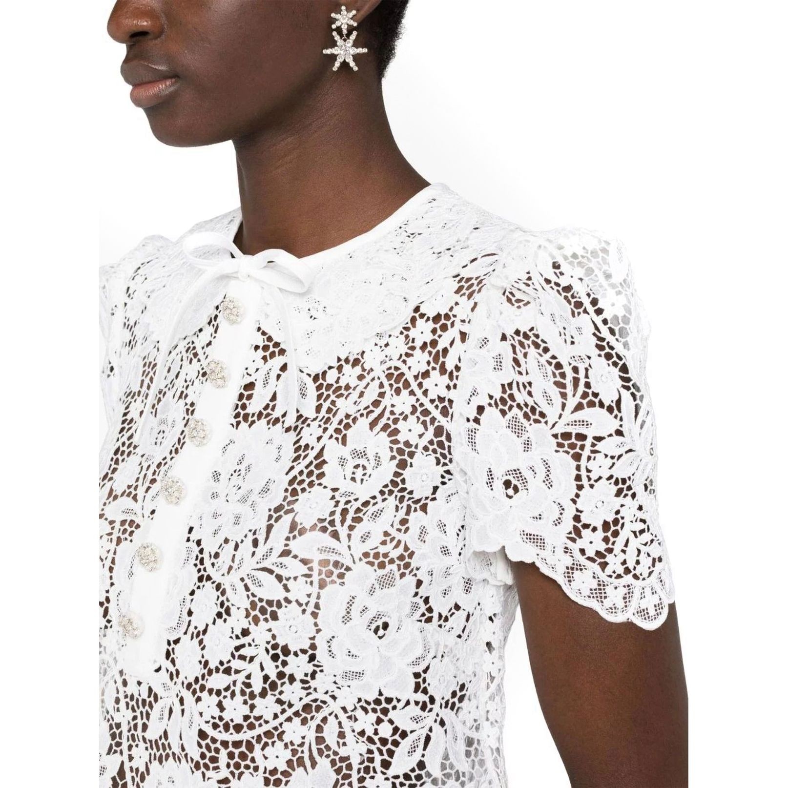 SELF PORTRAIT Palaidinės moterims, Balta, White cord lace top 2