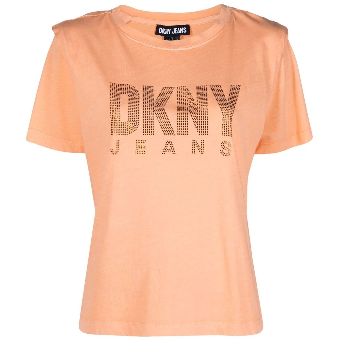 DKNY Marškinėliai trump. rankovėmis moterims, Oranžinė, Rhinestone logo  blouse 1
