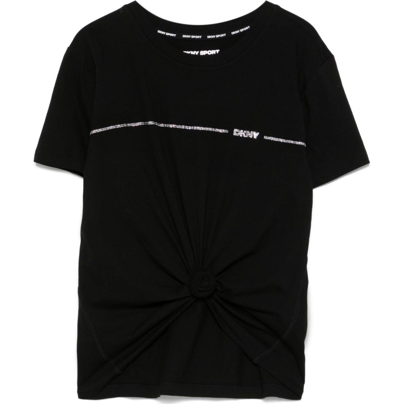 DKNY Marškinėliai trump. rankovėmis moterims, Juoda, Rhinestone stripe lo 1