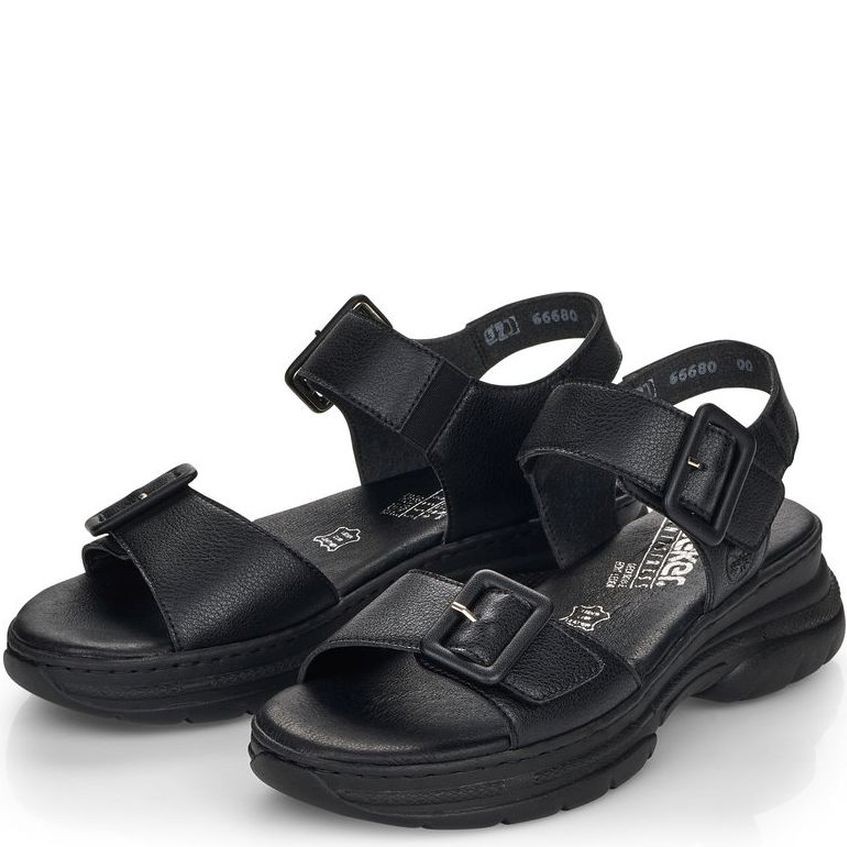 RIEKER Basutės moterims, Juoda, SANDALS 5
