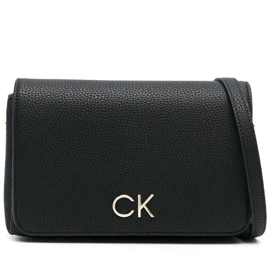 CALVIN KLEIN Rankinė per petį moterims, Juoda, Re-lock shoulder bag flap 1
