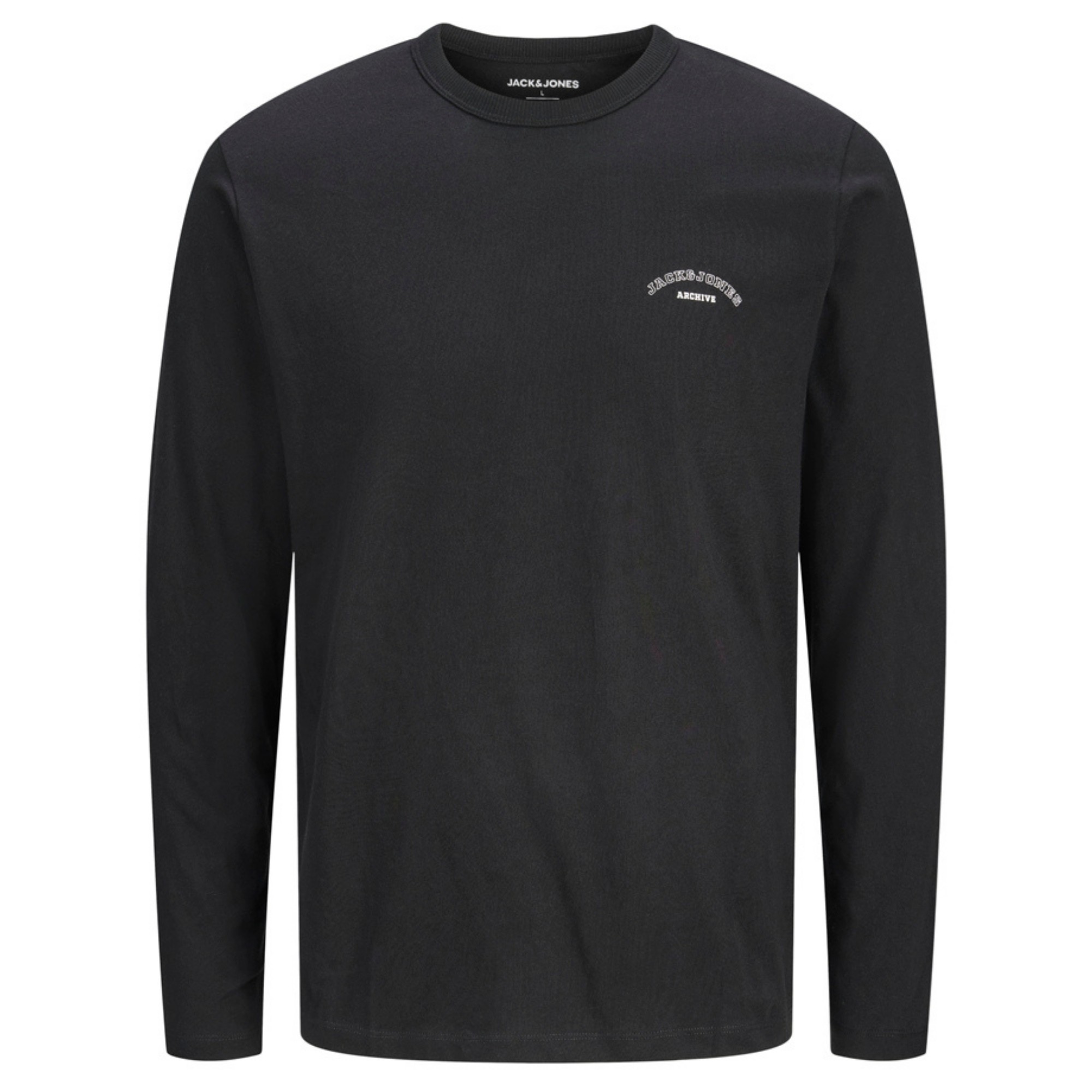 JACK & JONES Marškinėliai ilgom. rankovėmis vyrams, Juoda, College logo 1