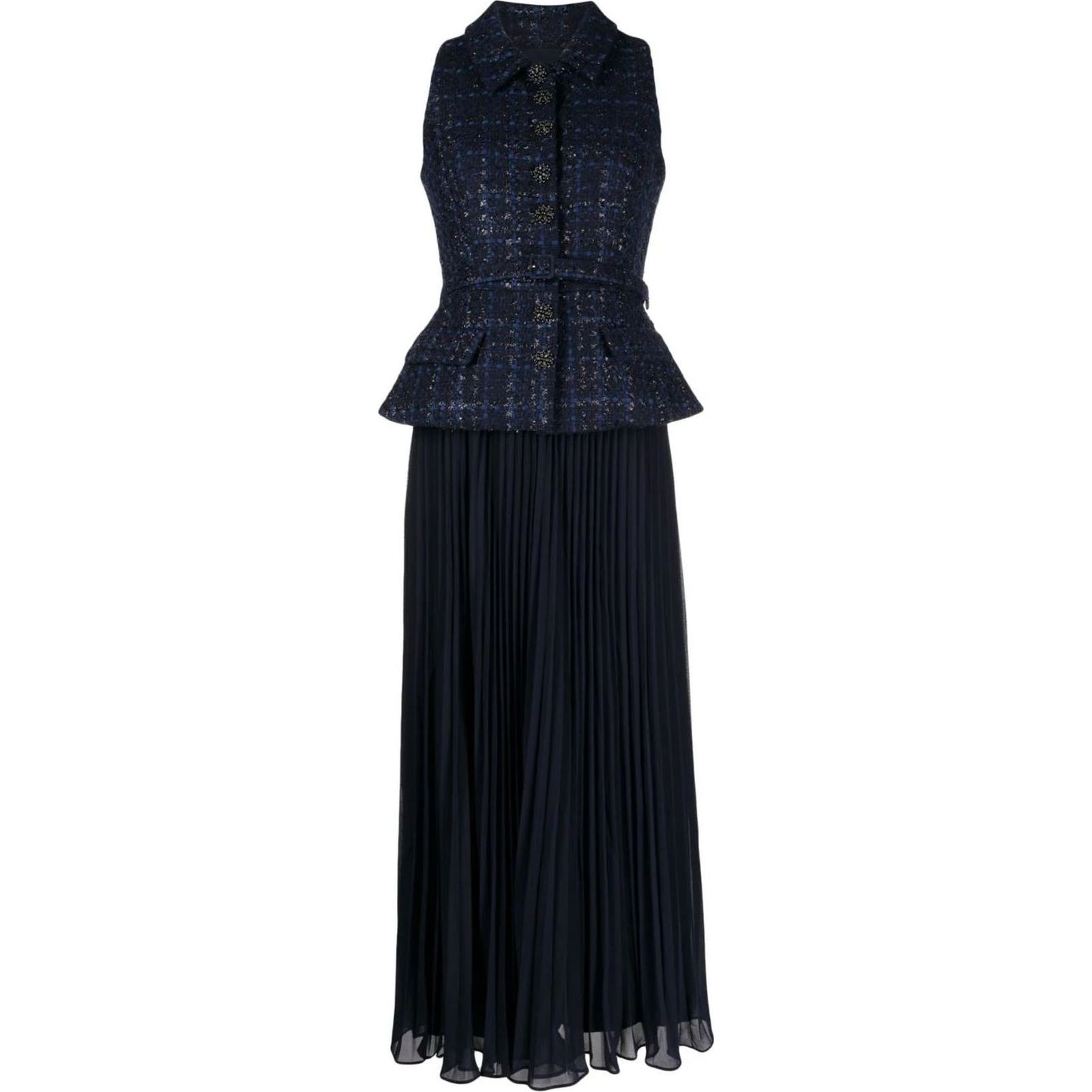 SELF PORTRAIT Midi suknelė moterims, Mėlyna, Boucle chiffon midi dress 1