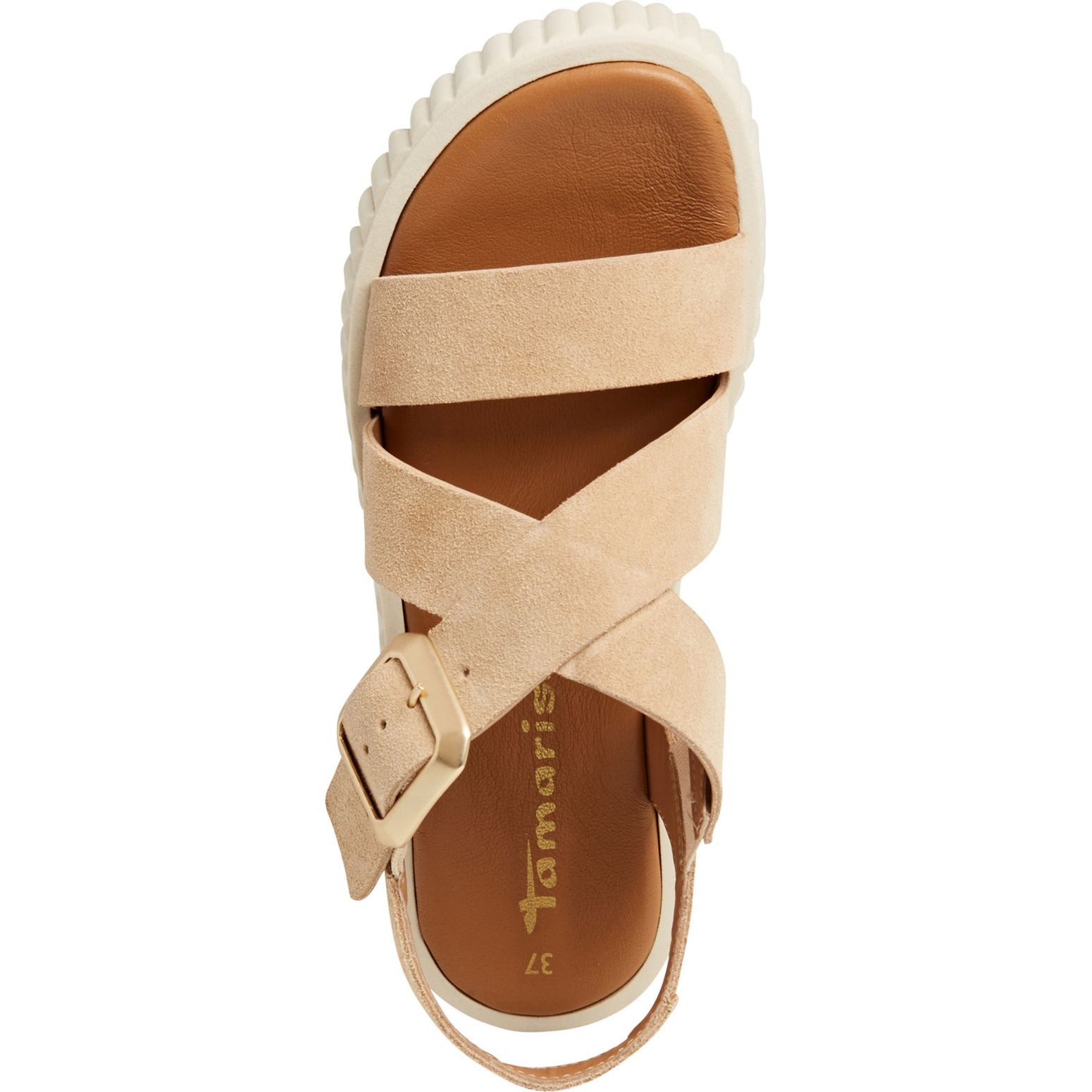 TAMARIS Basutės moterims, Smėlio, Wedge/plat sandals 4