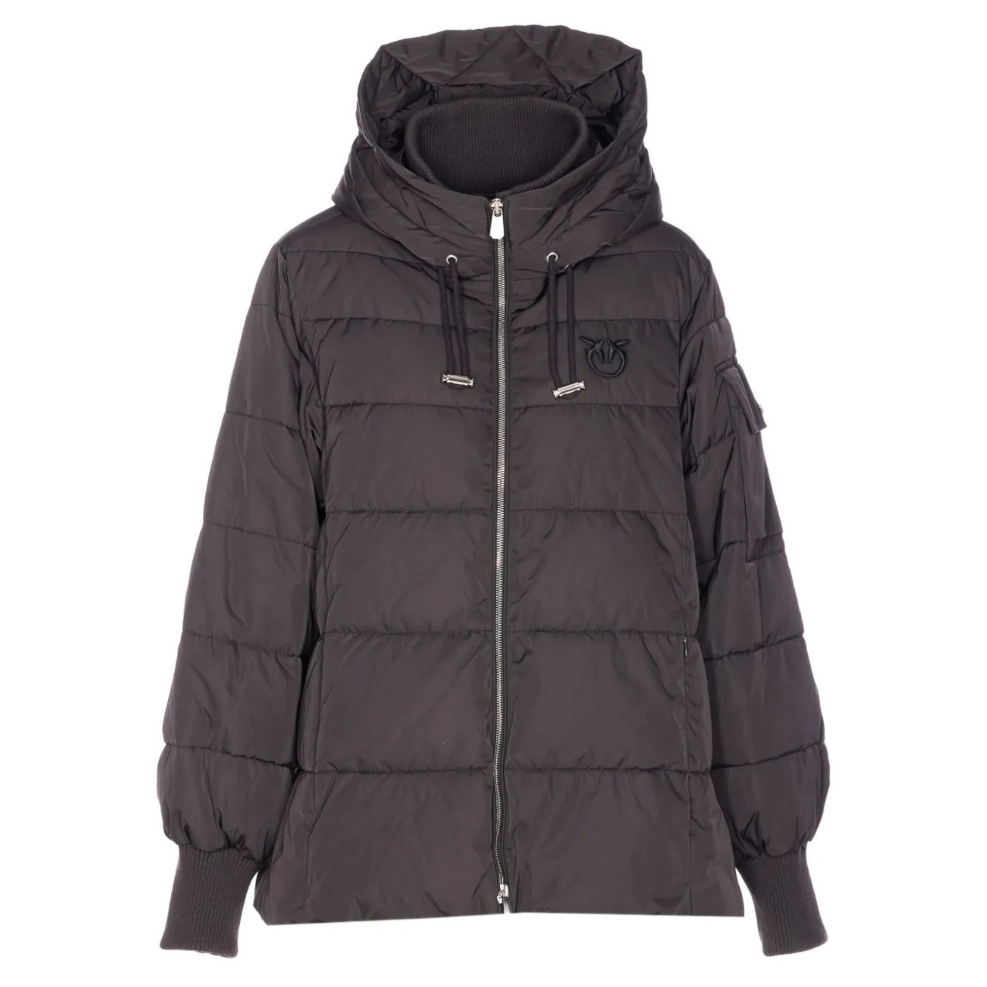 PINKO Pūkinė striukė moterims, Juoda, Crusca cape 1