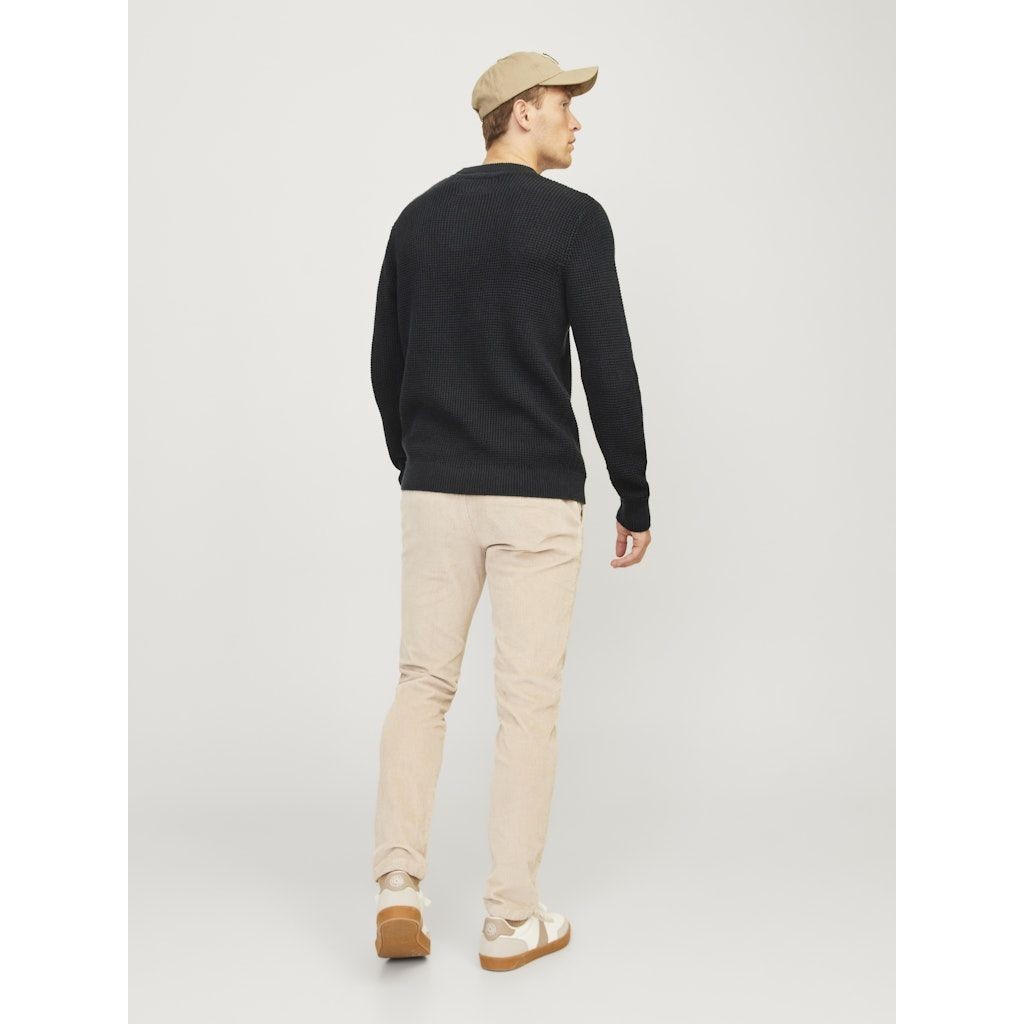 JACK & JONES Megztinis vyrams, Juoda, Viggo waffle knit crew neck 3