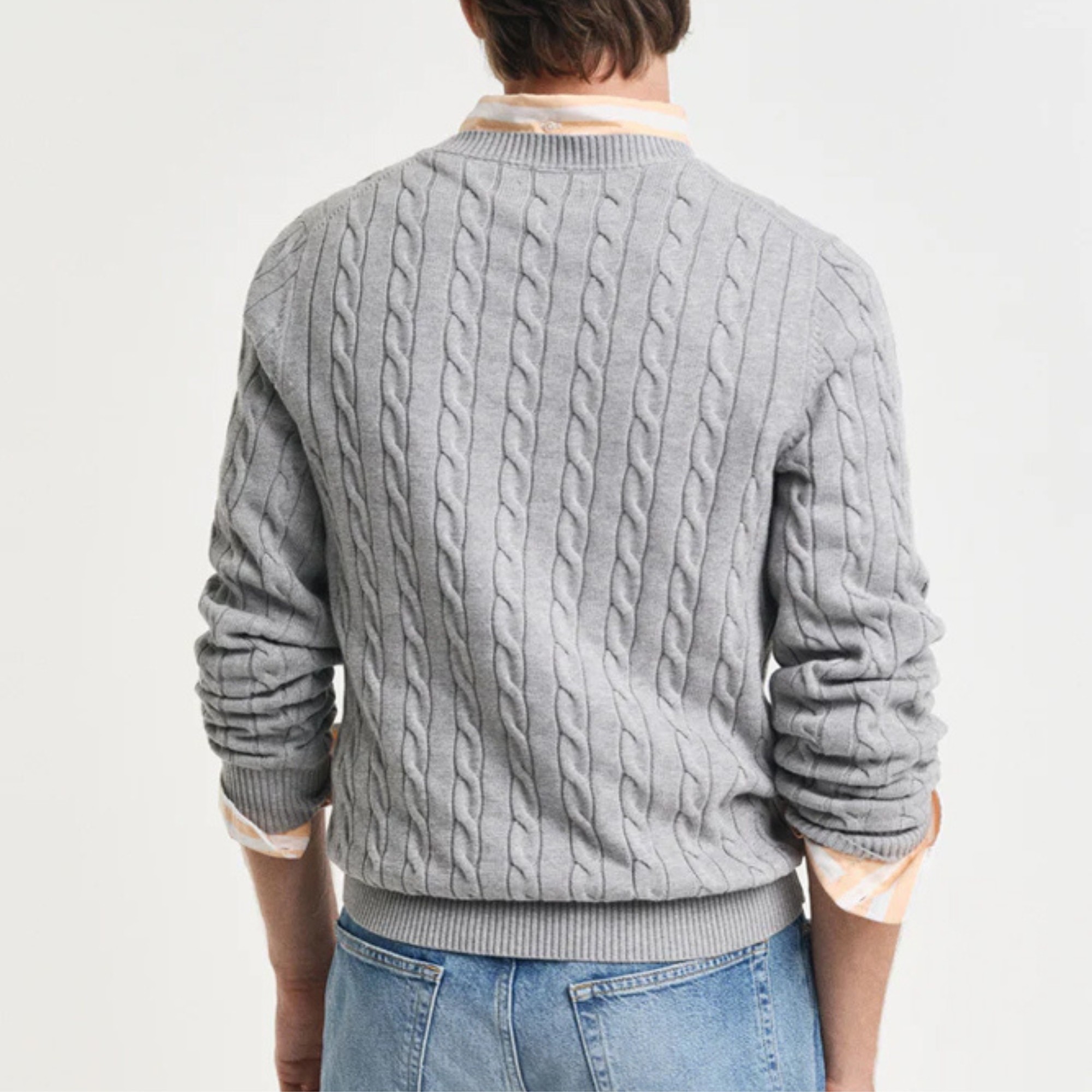 GANT Megztinis vyrams, Pilka, cotton cable half zip 2