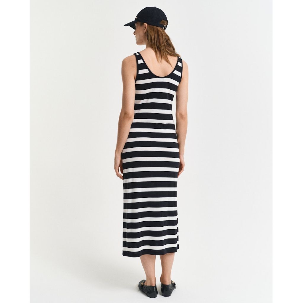 GANT Midi suknelė moterims, Juoda, Striped jersey midi dress 3