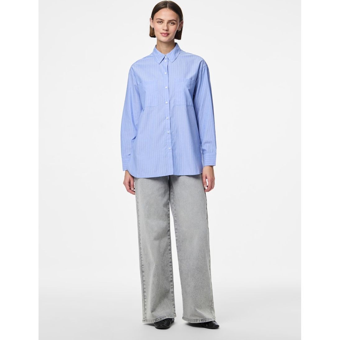 PIECES Marškiniai ilgomis rankovėmis moterims, Mėlyna, Melia shirt 7