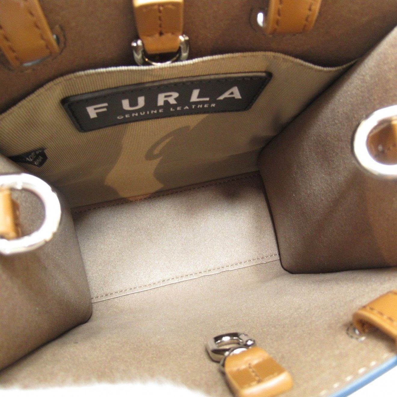FURLA Pirkinių krepšys moterims, Mėlyna, Furla varsity style mini tote 4