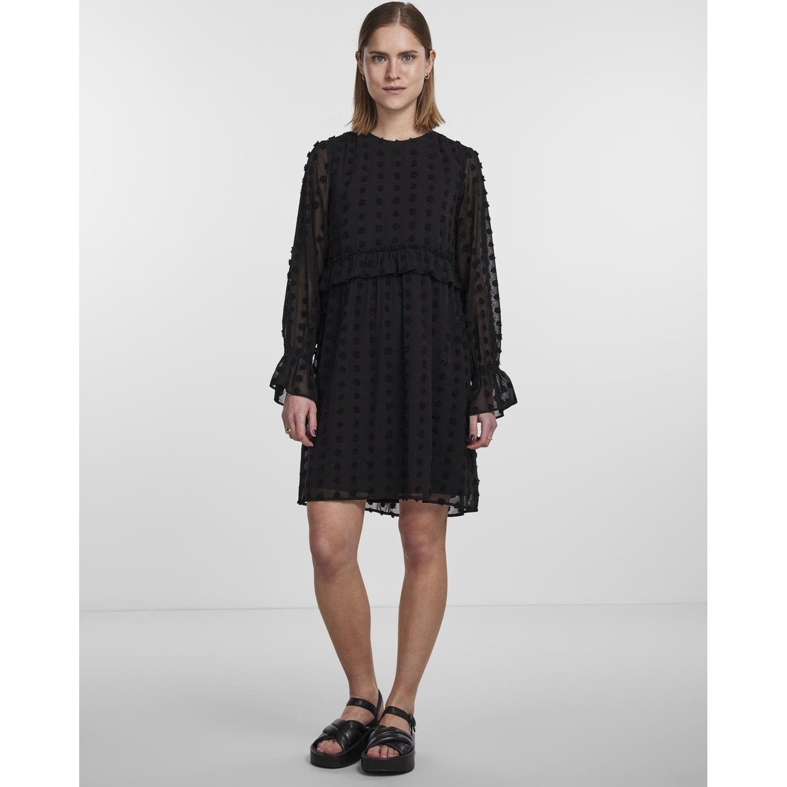 PIECES Midi suknelė moterims, Juoda, PCSYMMA LS DRESS 4