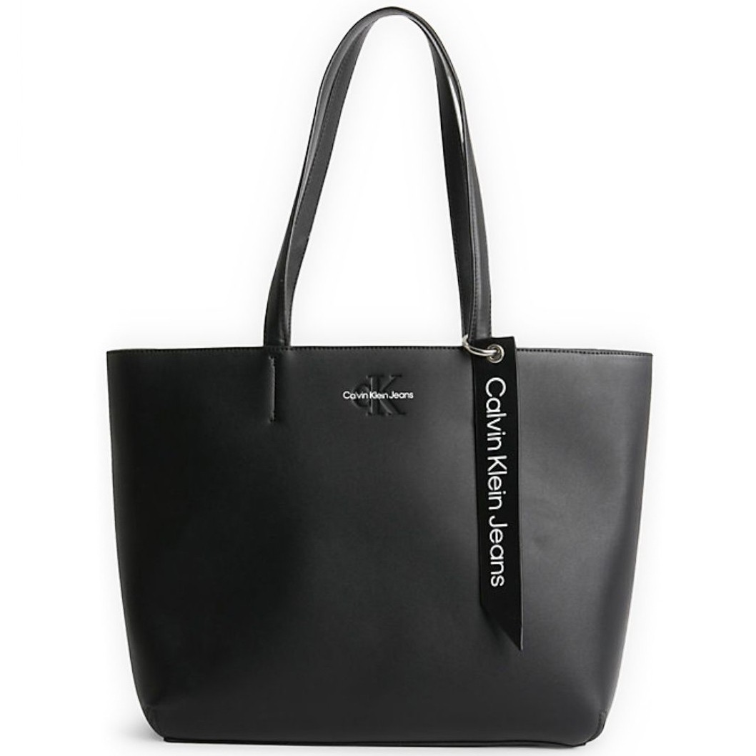 CALVIN KLEIN JEANS Pirkinių krepšys moterims, Juoda, Sculpted shopper tag tote bag 1