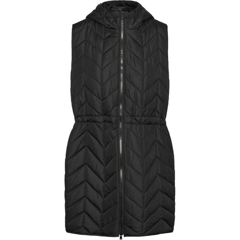 PIECES Pūkinė liemenė moterims, Juoda, Jasmin long vest 1