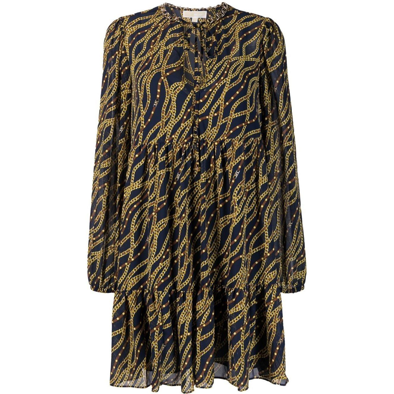 MICHAEL KORS Midi suknelė moterims, Mėlyna, Eq bias chain tenty dress