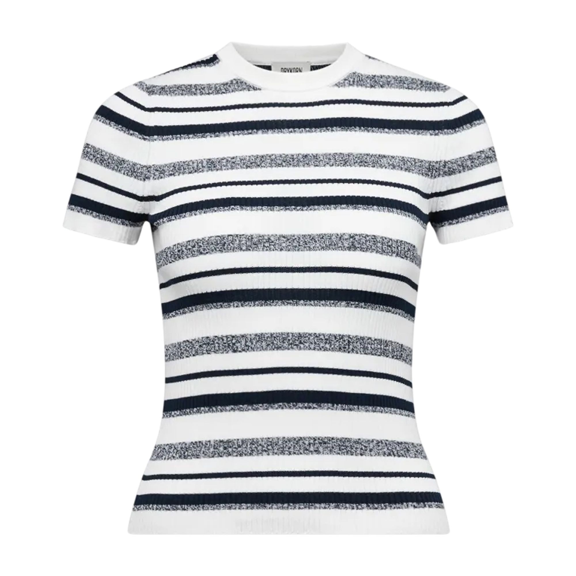 DRYKORN Marškinėliai trump. rankovėmis moterims, Mėlyna, Knitted cotton t-shirt