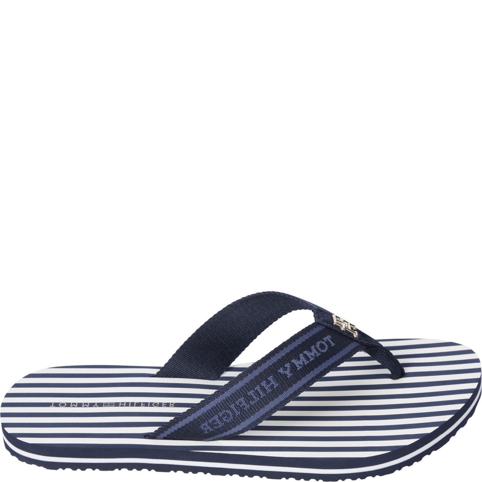 TOMMY HILFIGER Pliažo šlepetės per pirštą moterims, Mėlyna, Stripes beach sandal 1