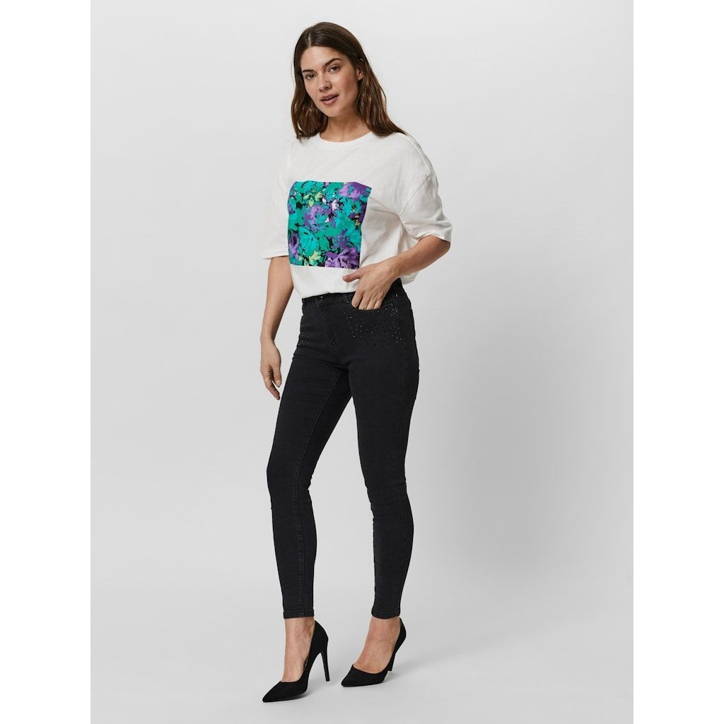 VERO MODA Regular džinsai moterims, Juoda, VMSEVEN MR SLIM DECO 6