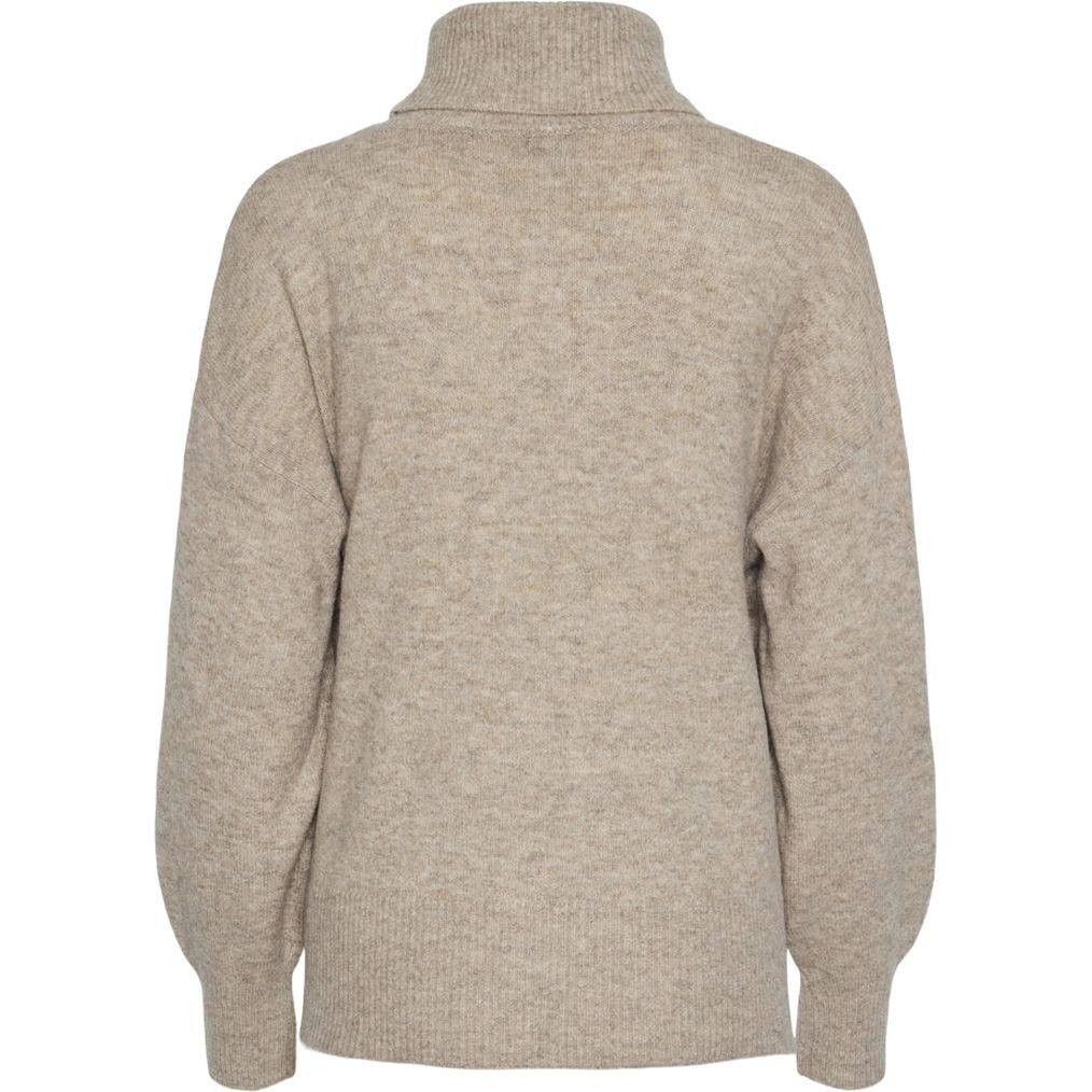 PIECES Megztinis su kaklu moterims, Smėlio, Malou rollneck knit 2