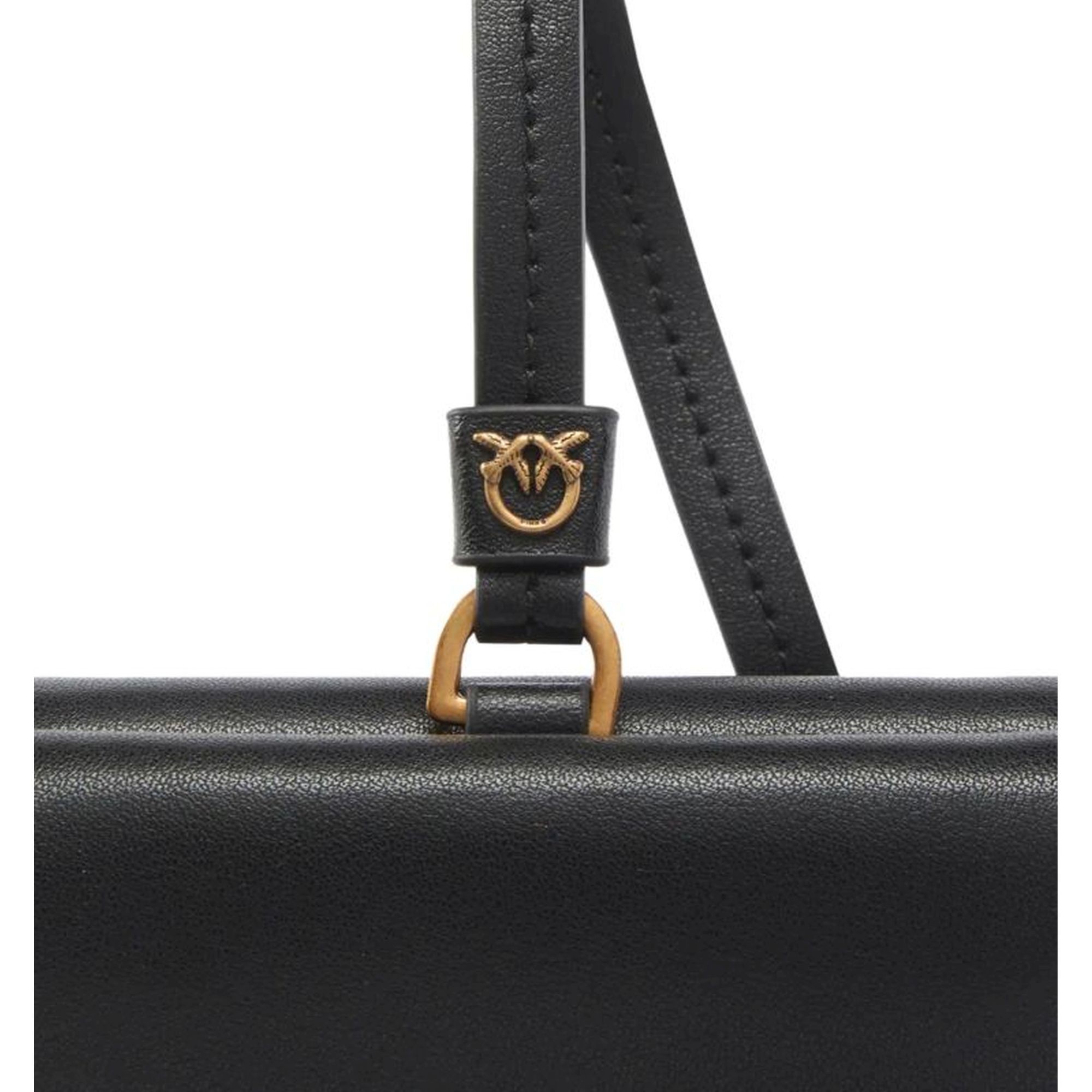 PINKO Piniginė moterims, Juoda, Charm wallet vitello seta 4