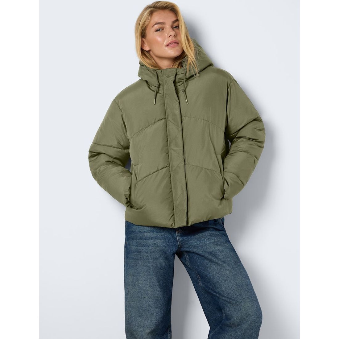 NOISY MAY Pūkinė striukė moterims, Chaki, Tenna short jacket 6