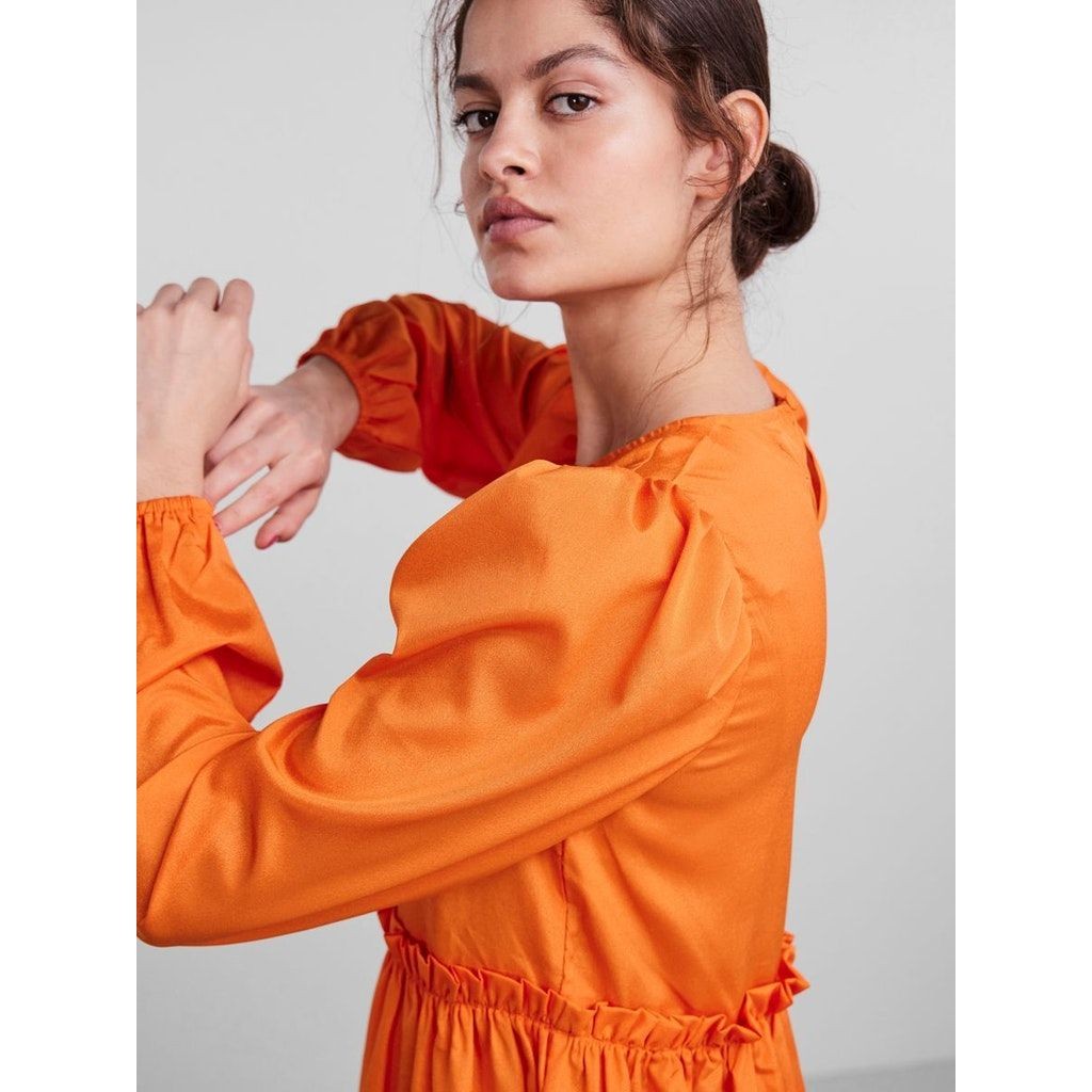 PIECES Midi suknelė moterims, Oranžinė, PCDYNE LS MIDI DRESS 5