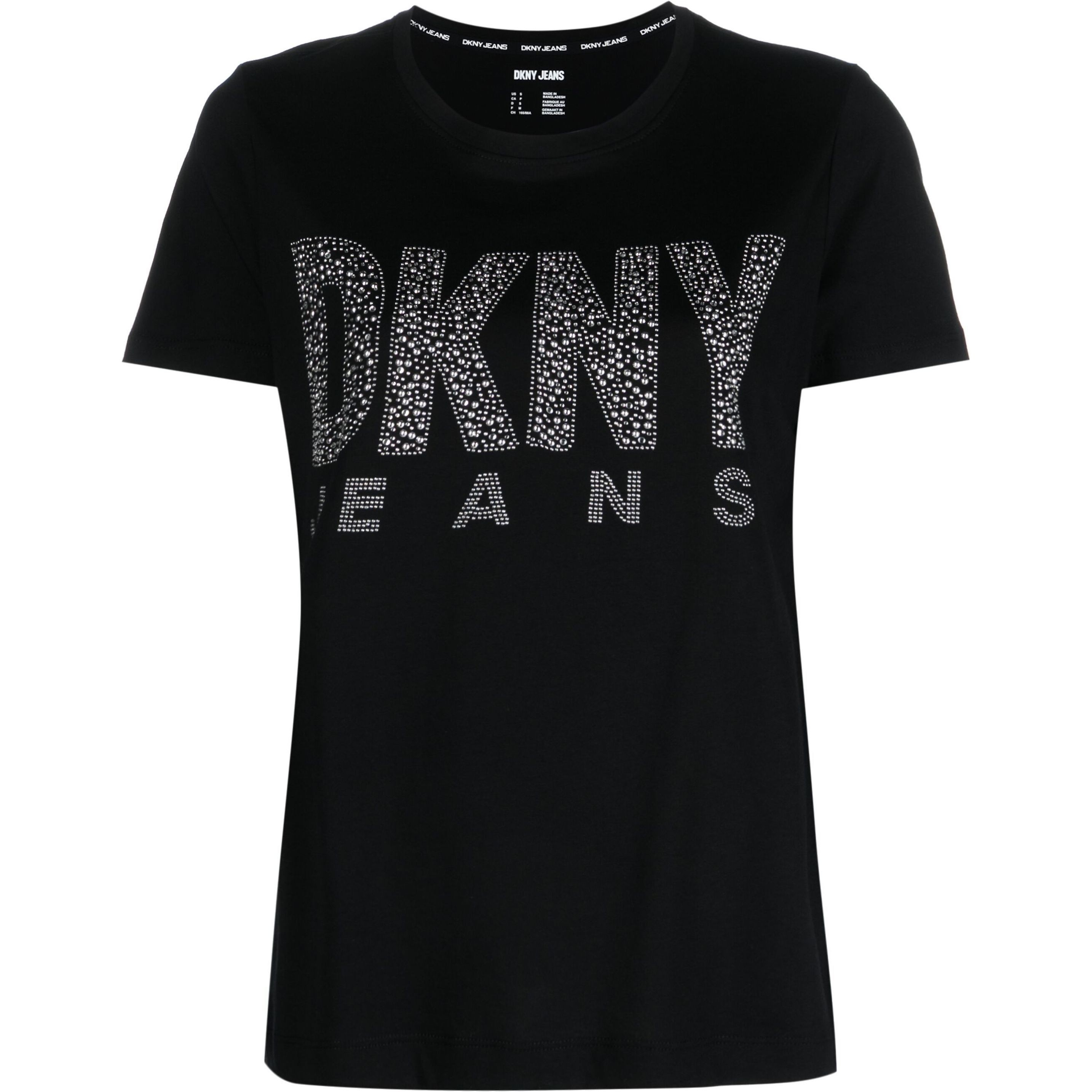 DKNY Marškinėliai trump. rankovėmis moterims, Juoda, S/s stud logo t shirt 1