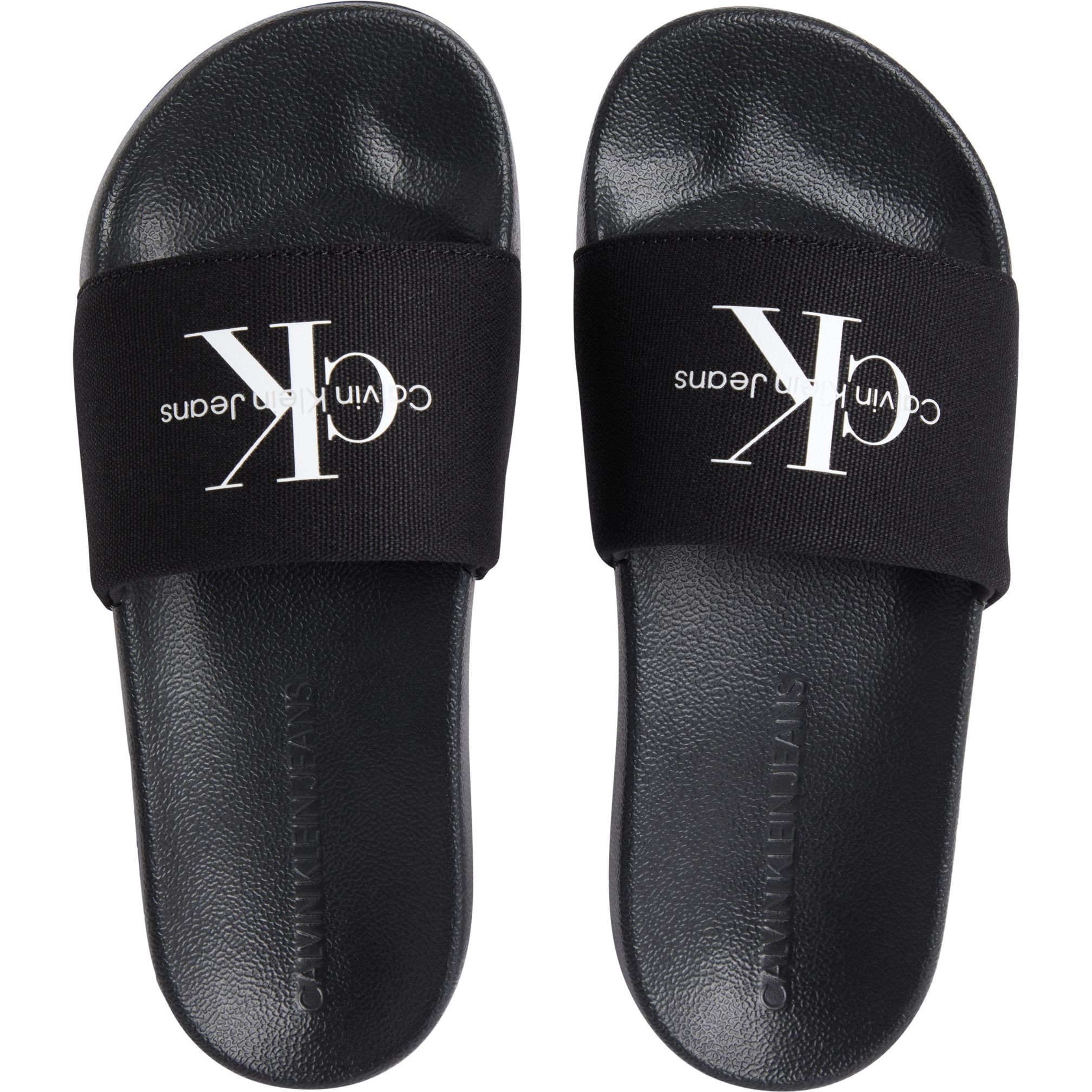 CALVIN KLEIN JEANS Guminės šlepetės moterims, Juoda, Slide monogram 3