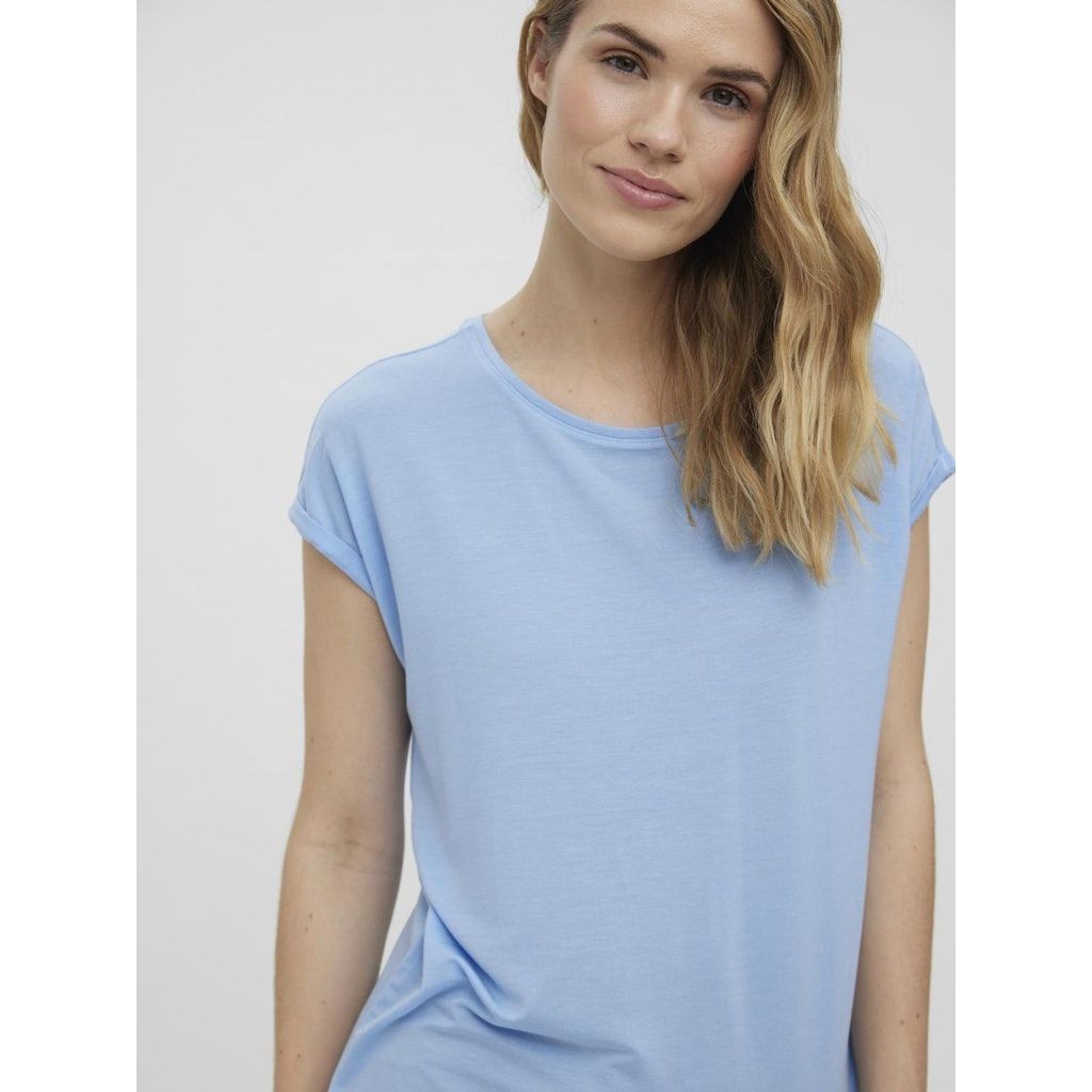 VERO MODA Marškinėliai moterims, Mėlyna, VMAVA PLAIN SS TOP GA 3