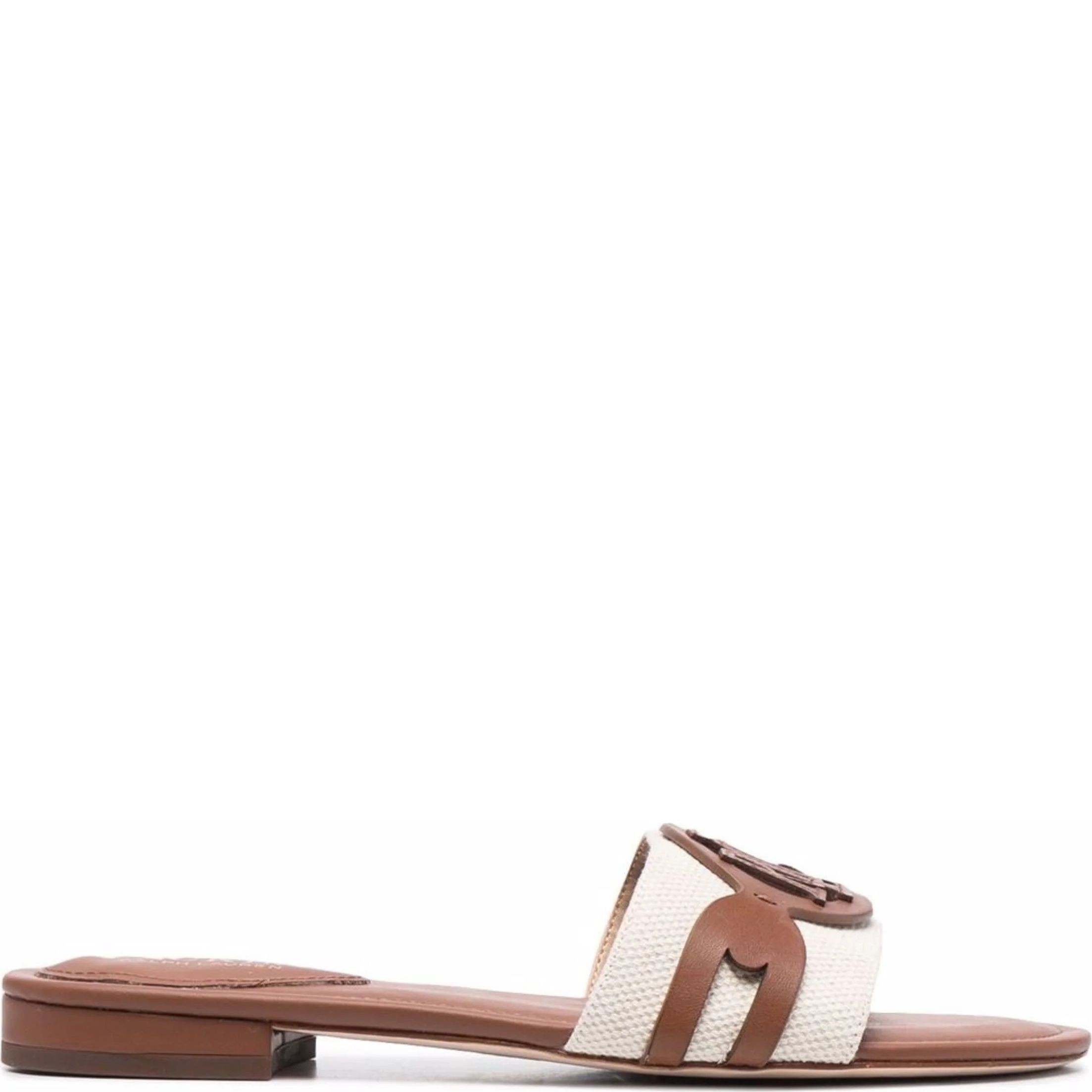 LAUREN RALPH LAUREN Basutės moterims, Smėlio, Alegra canvas slide sandals 2