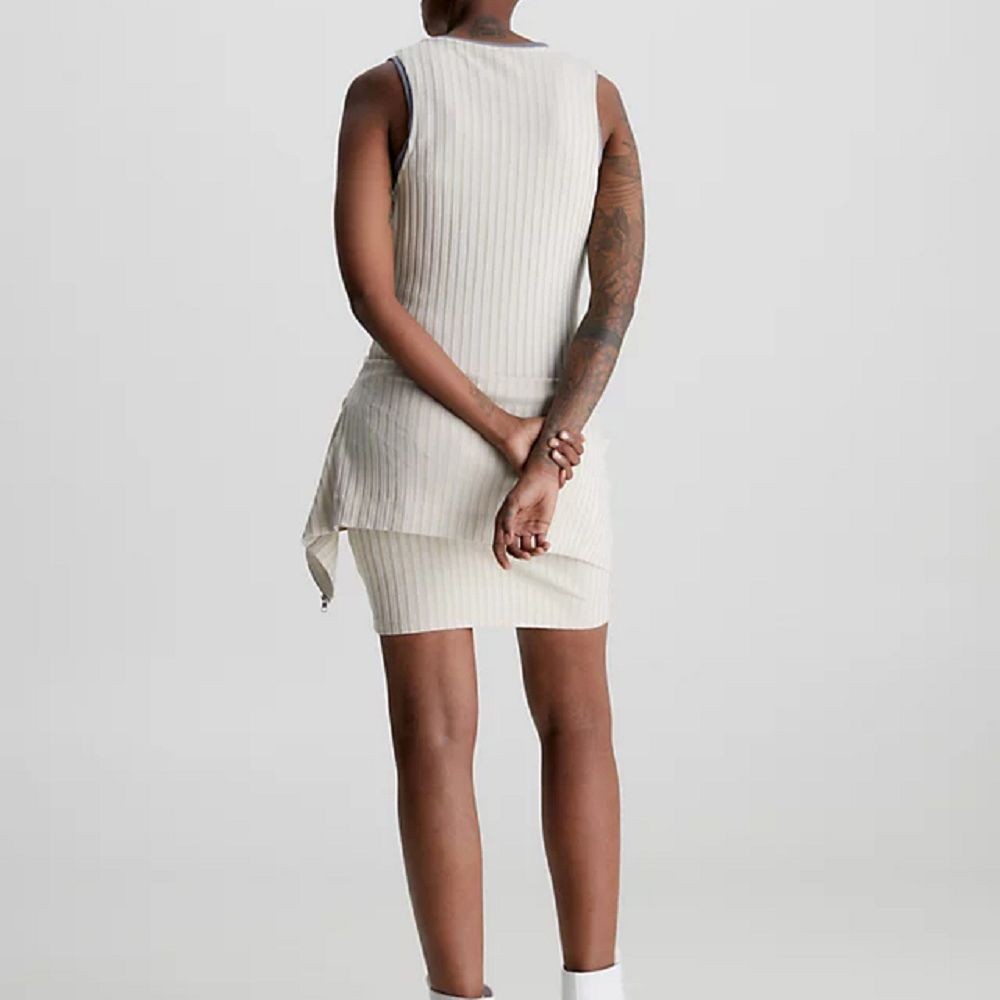 CALVIN KLEIN JEANS Midi suknelė moterims, Smėlio, Zipper elongated rib dress 3