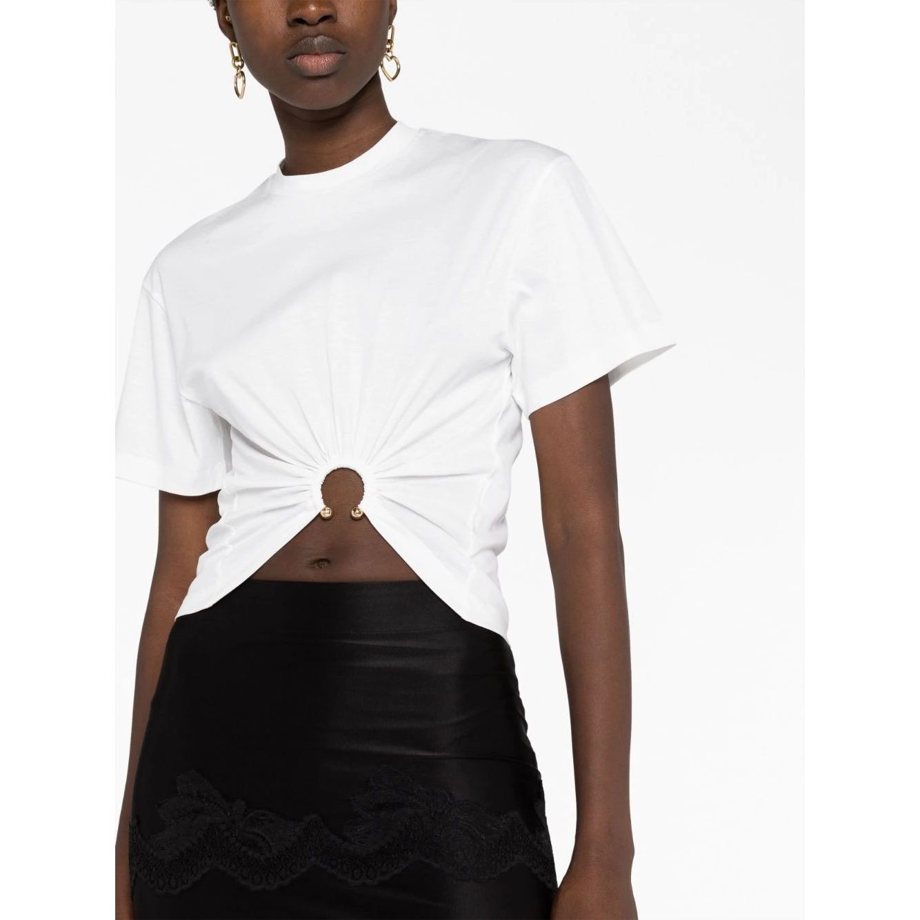 PACO RABANNE Trumpinti marškinėliai moterims, Balta, Crop top 4